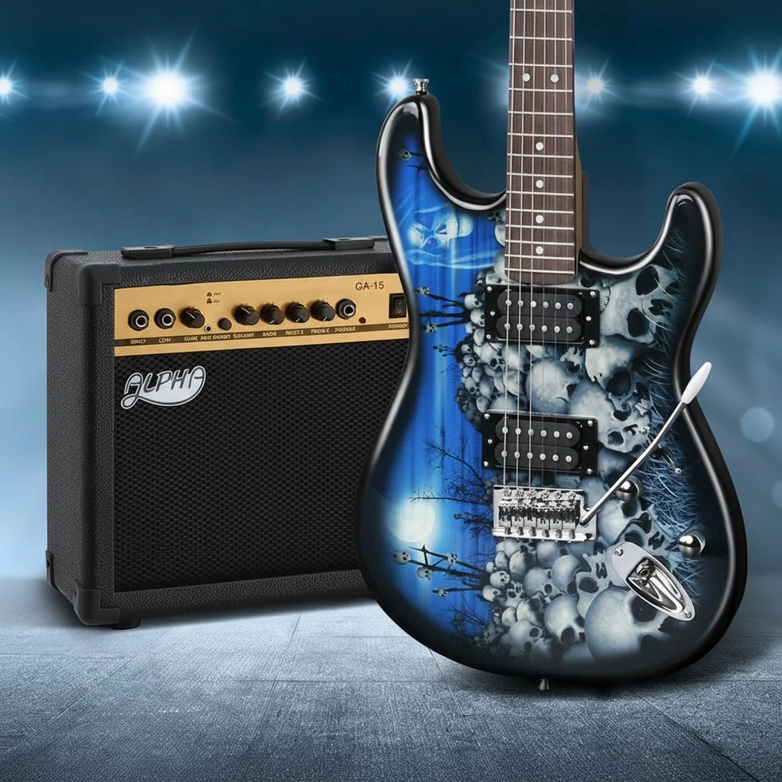 5 Alpha Electric Guitar Music String Instrument 20W Amplifier - Blue, 5 of 5
