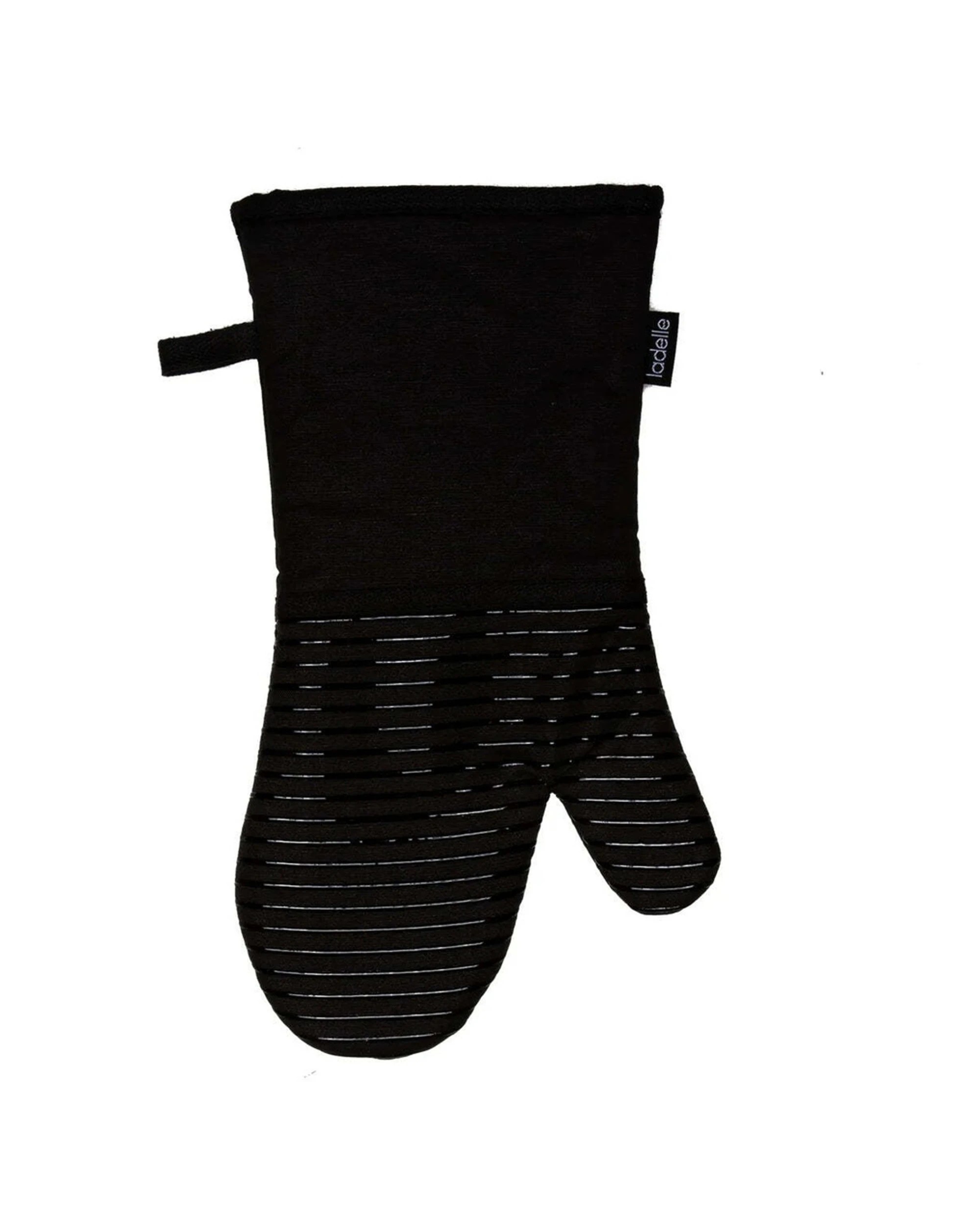 1 Ladelle Lennox Oven Mitt Silicone Grip Heat Protection Thumb Cutout Durable Kitchen Tool - Black, 1 of 1