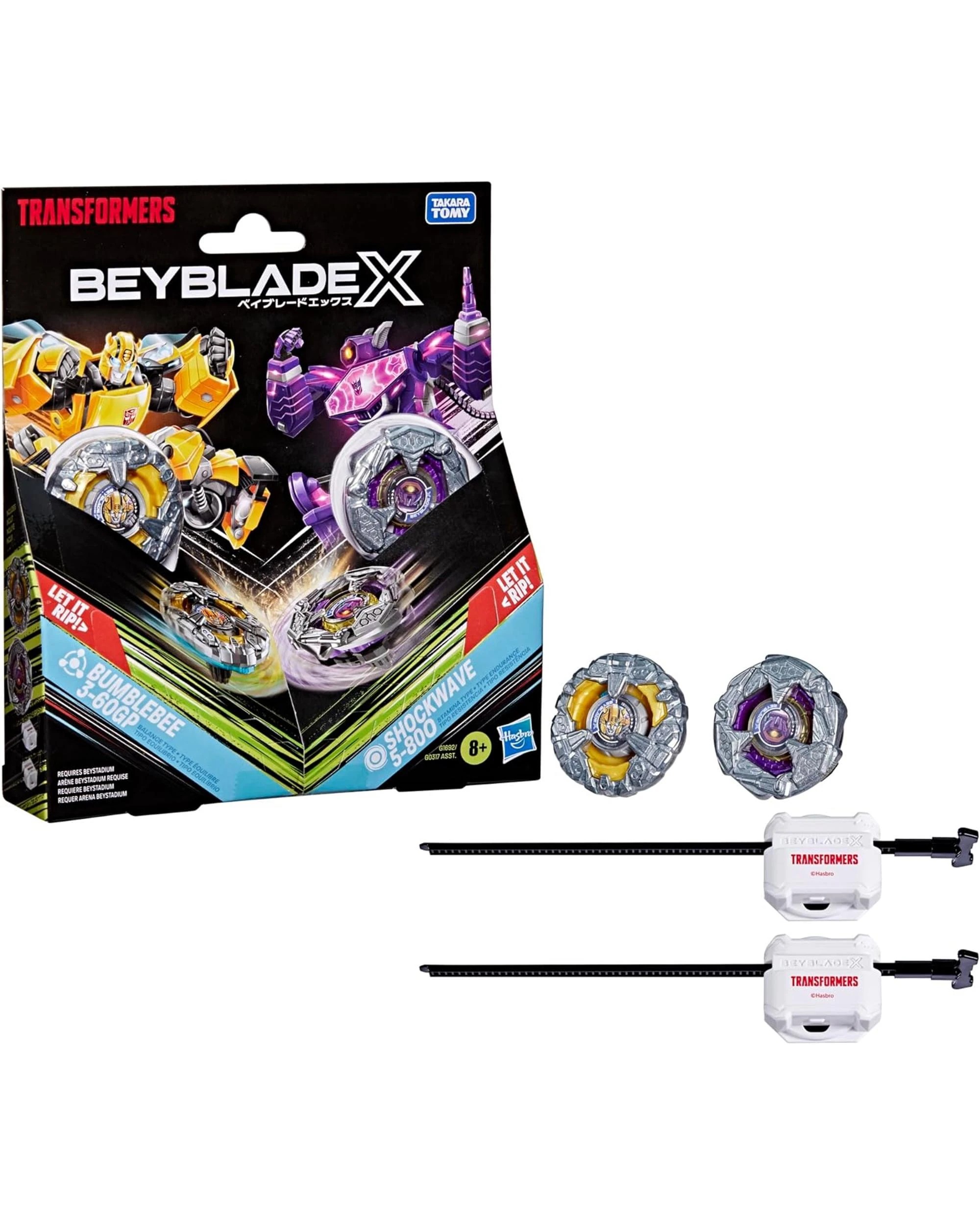 1 Beyblade X Transformers Collaborative Bumblebee 3-60GP vs Shockwave 5-80O, 1 of 9