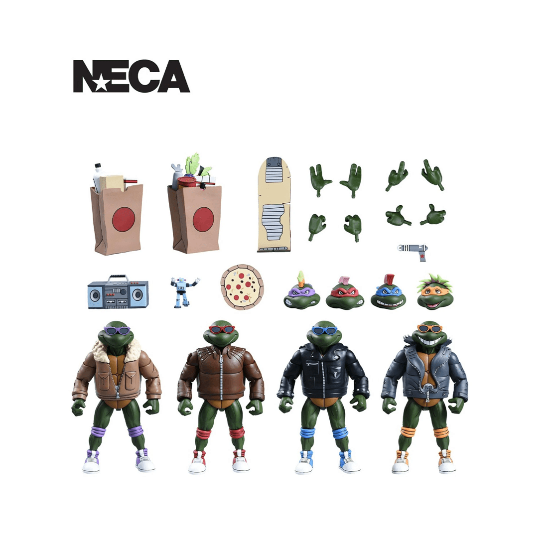 2 NECA Teenage Mutant Ninja Turtles Cartoon Punk Turtles 7 inch Action Figure 4 Pack, 2 of 8