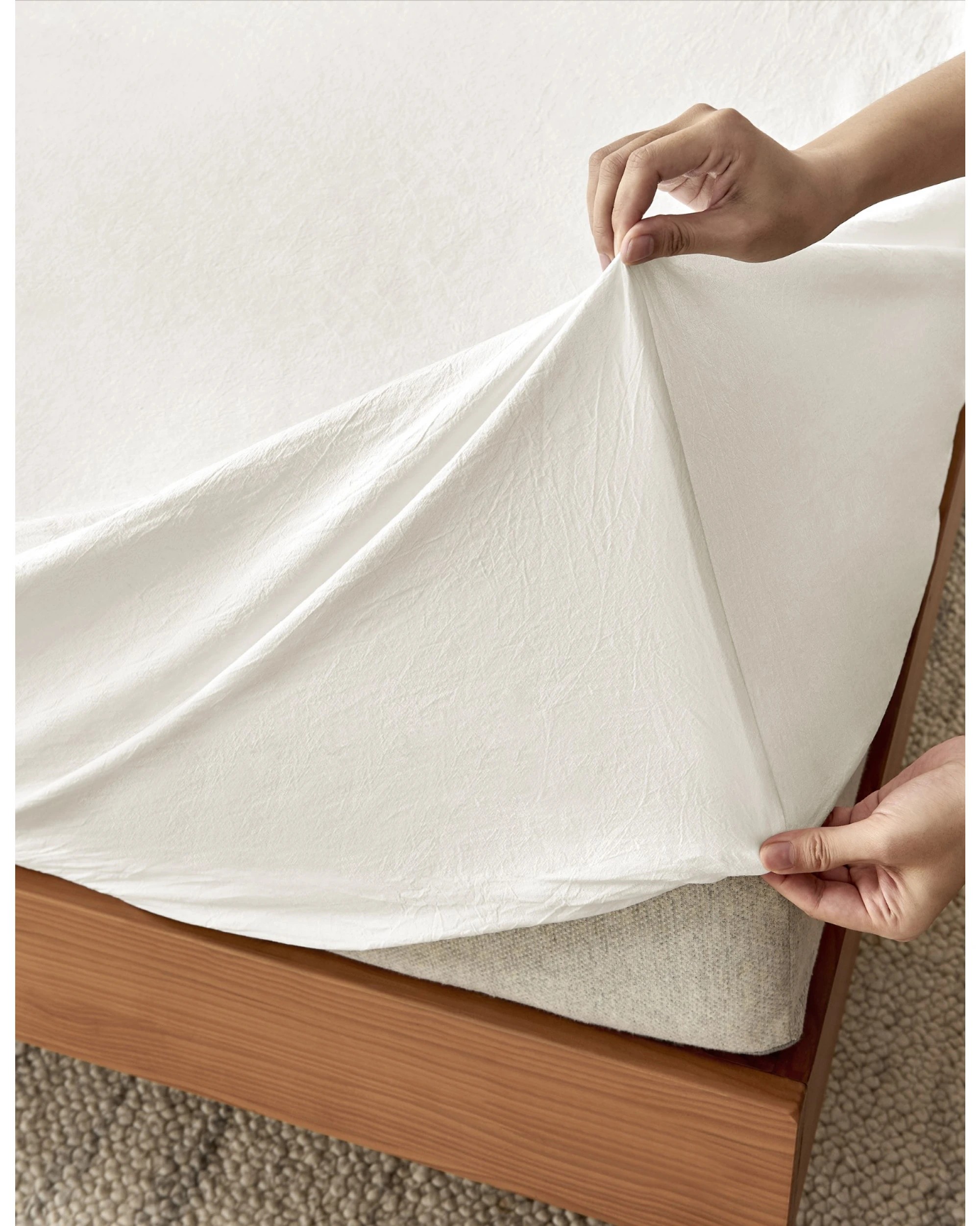 5 Dreamaker Bonnie Washed Cotton Sheet Set - Single Bed - White, 5 of 9