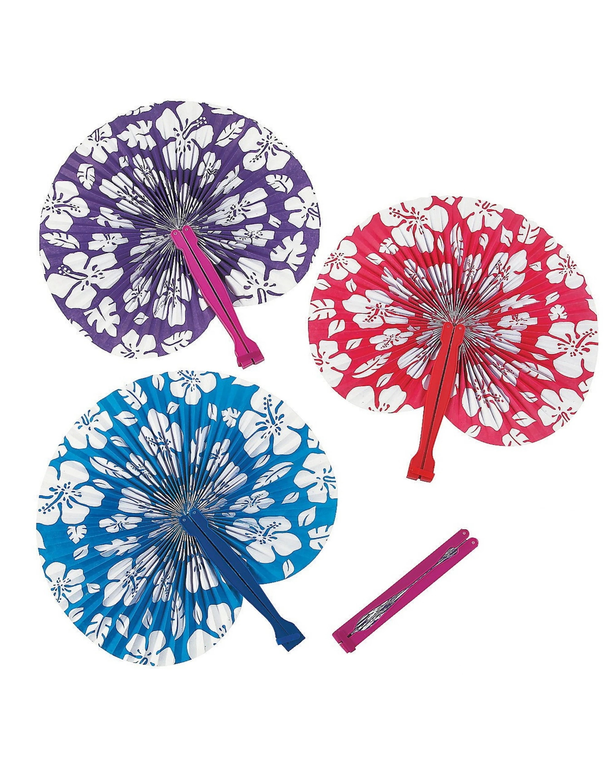 1 Fun Express Round Folding Hibiscus Paper Fans Pack of 12Multi - One Size - Multi, 1 of 1
