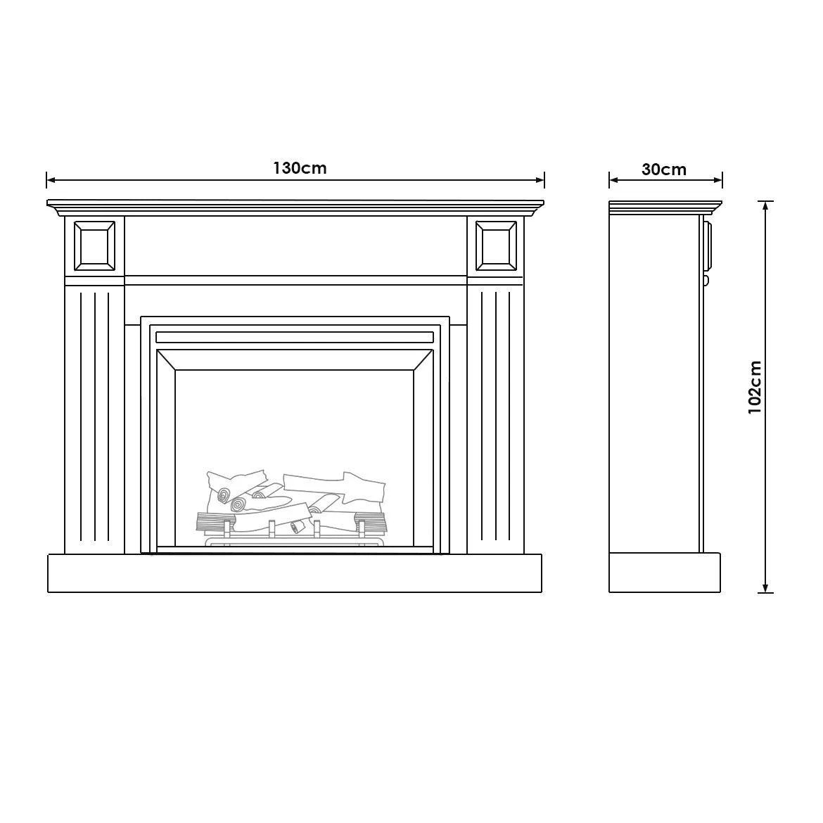 3 Moda Living Berwick Electric Fireplace Heater White Mantel Suite with Primo Insert - White, 3 of 9