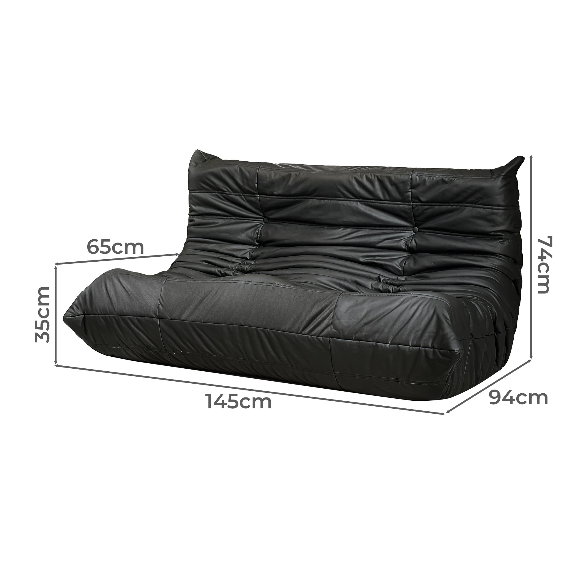 3 Levede Caterpilar Sofa 2 Seater - Black, 3 of 6