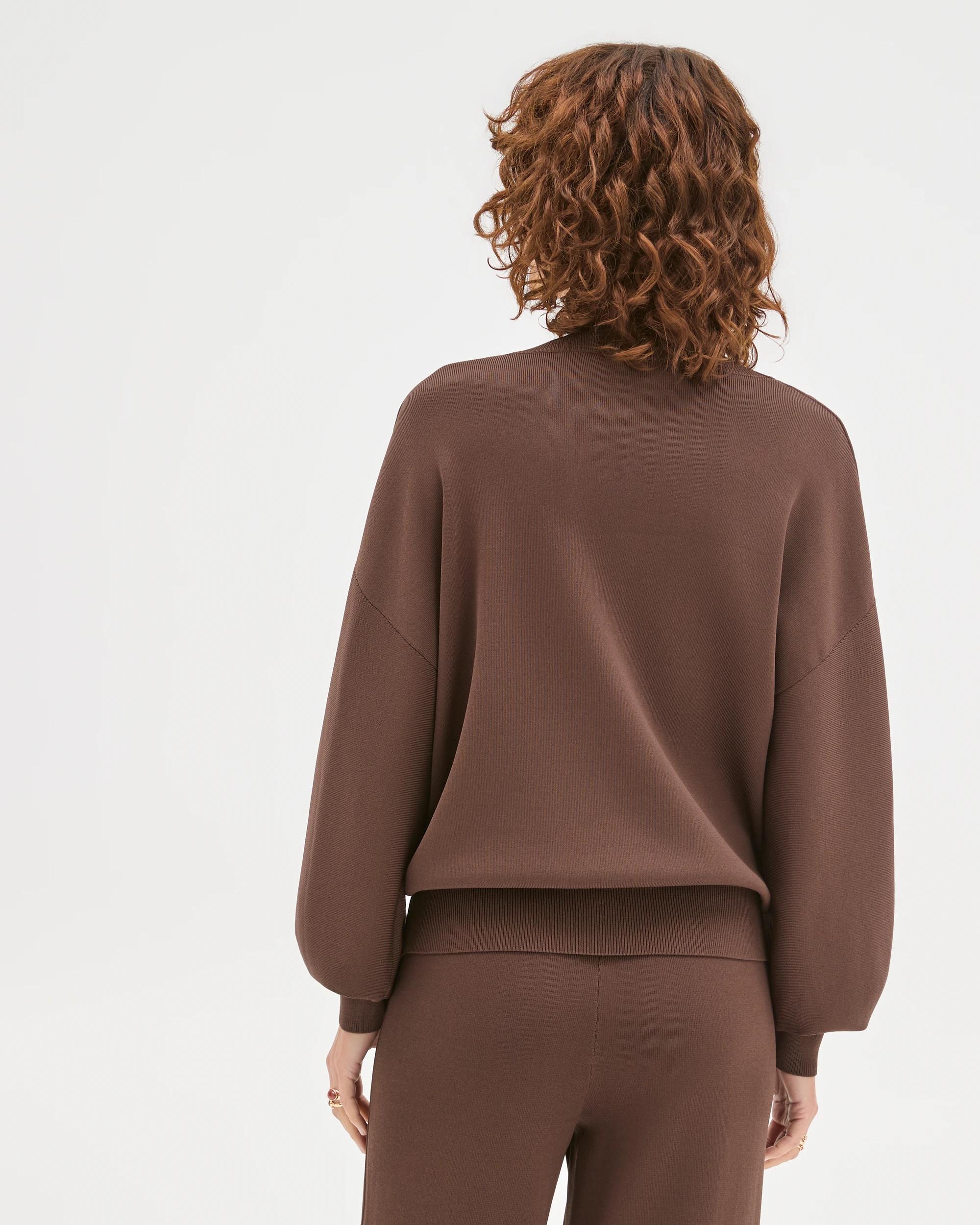 5 Preview Crepe Knit V-Neck Jumper GANACHE, 5 of 5