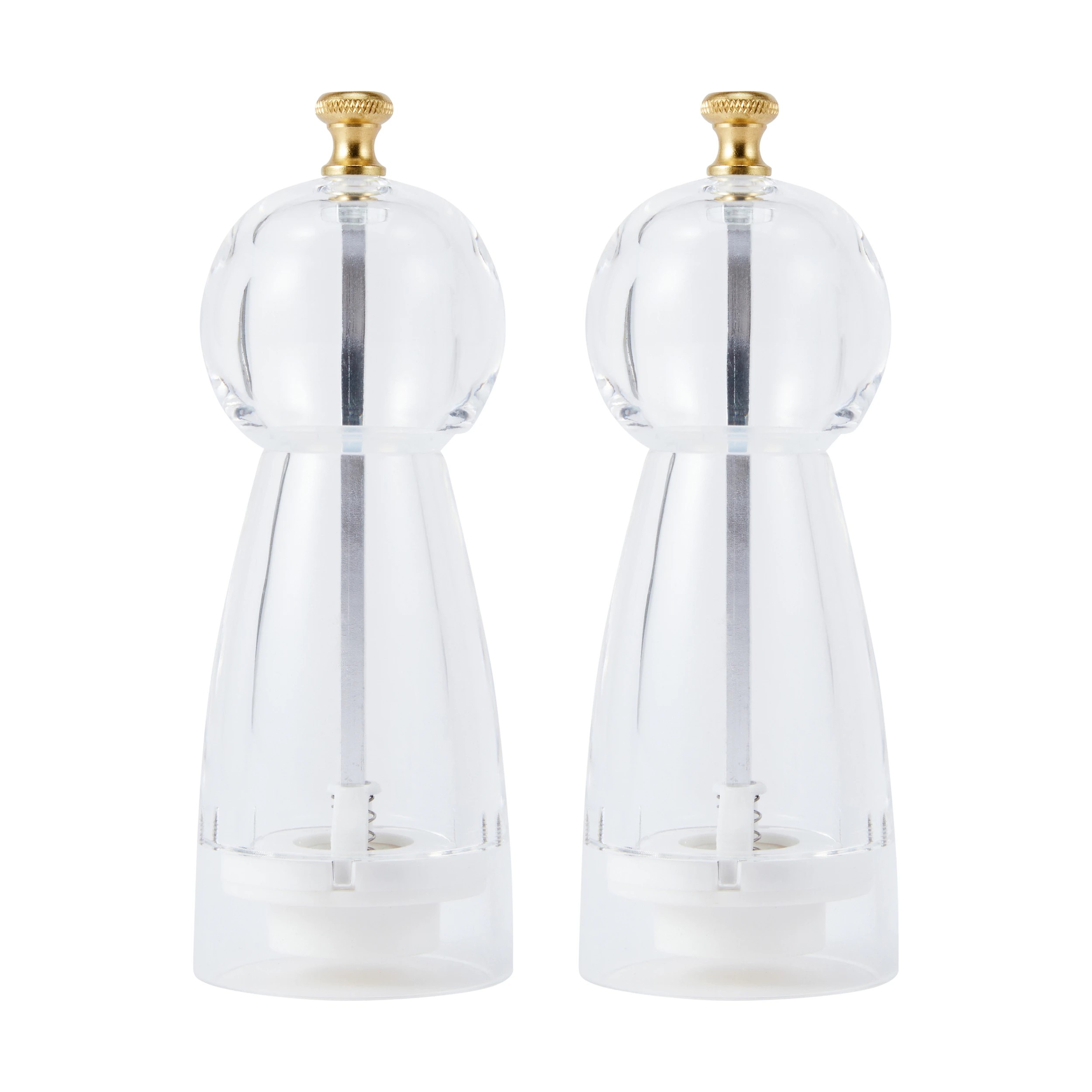 1 2 Pack Clear Salt and Pepper Grinders, 1 of 6