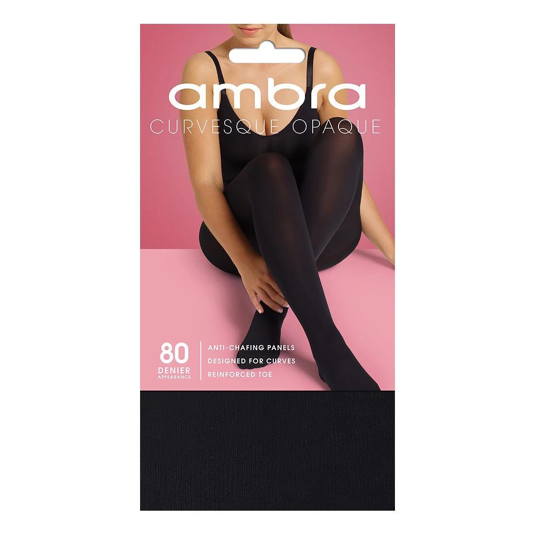 1 Ambra 1 Pack 80 Denier Curvesque Opaque Tights BLACK