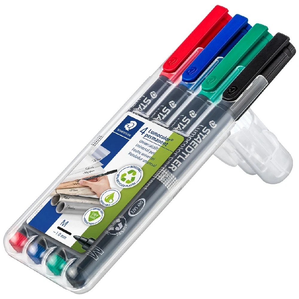 4 Staedtler Lumocolour Permanent Pen 1.0mm Assorted 4 Pack, 4 of 9