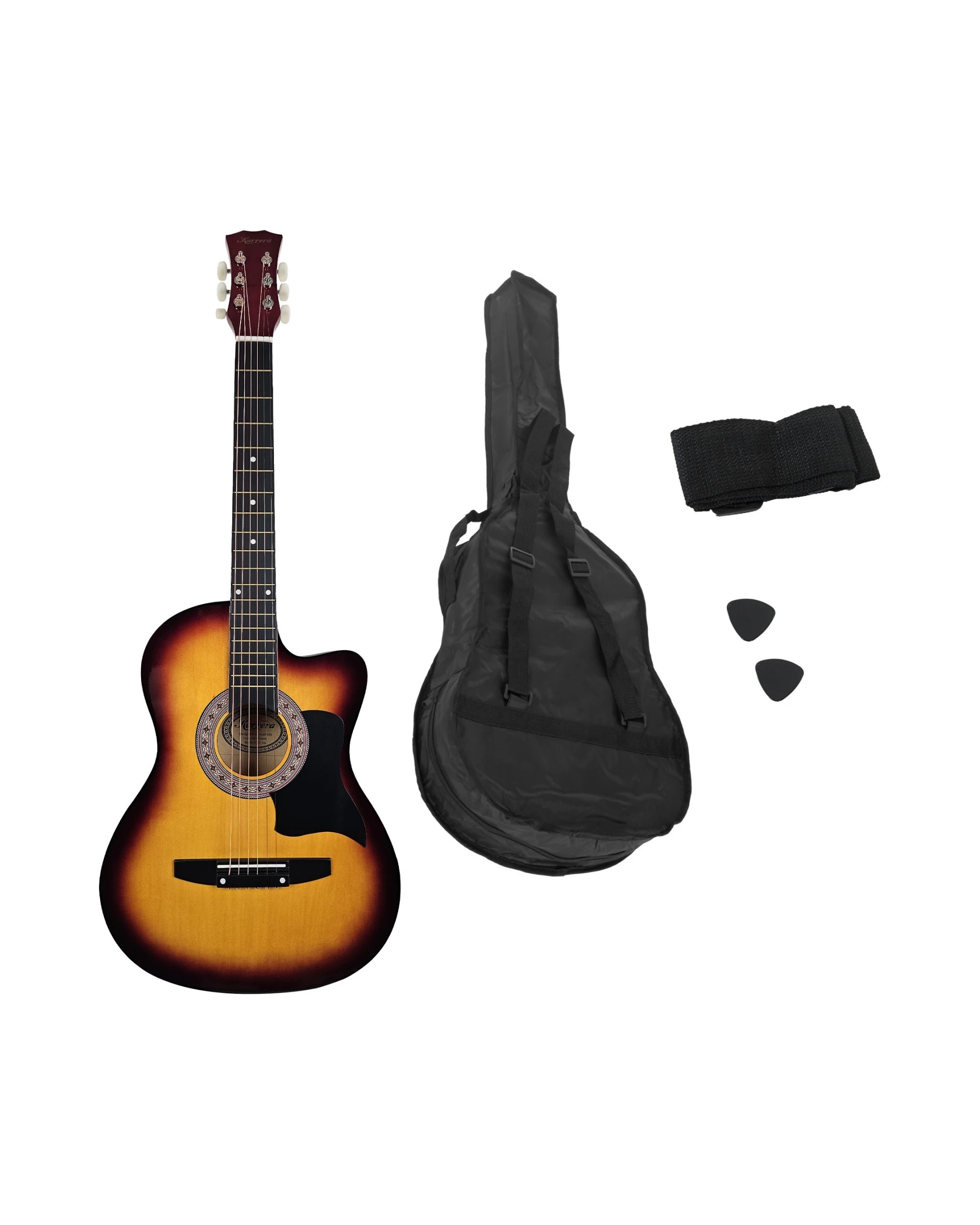 3 Karrera 38in Cutaway Acoustic Guitar with Guitar Bag, 3 of 5