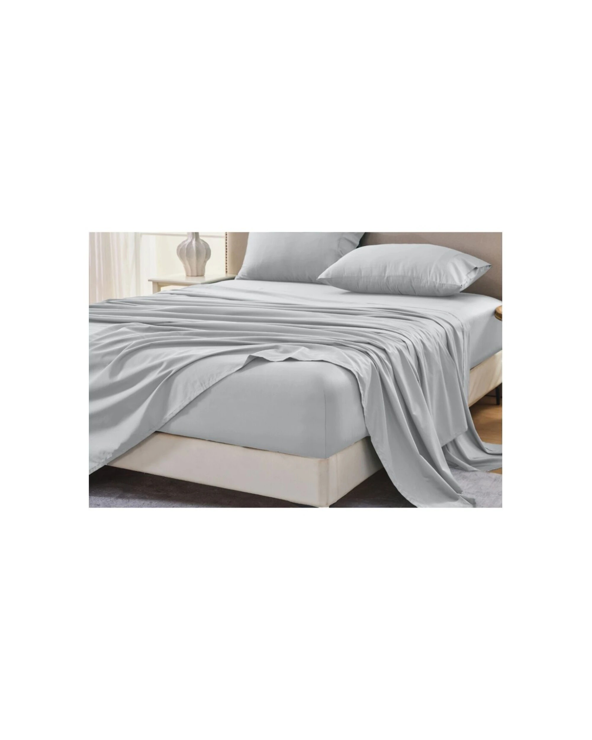 2 Grosvenor House Egyptian Cotton Sheet Set With Pillowcase 500TC - Super King Bed - Silver, 2 of 6