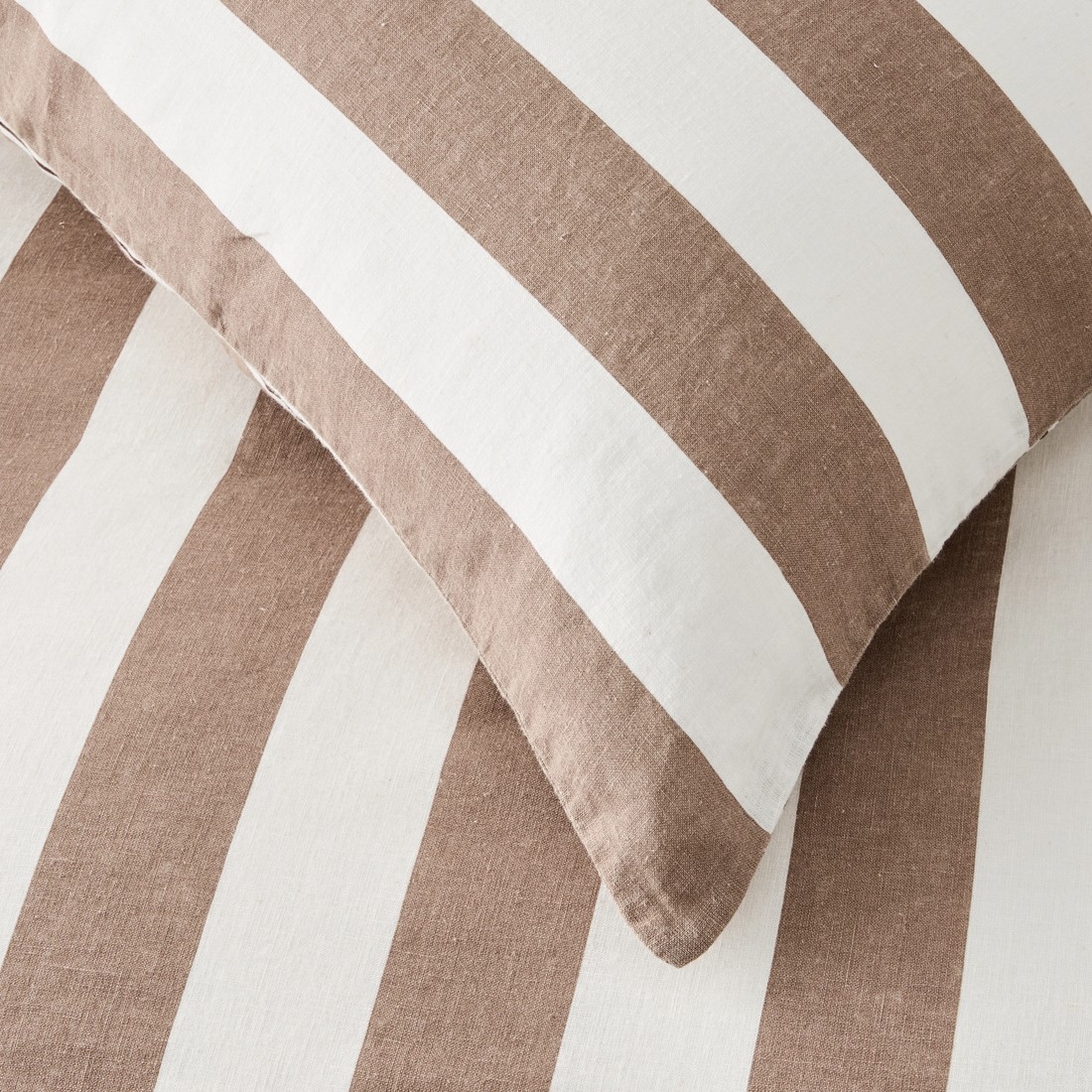 4 Stripe Linen Cotton Reversible Quilt Cover Set - King Bed, Tan and Off White, 4 of 8