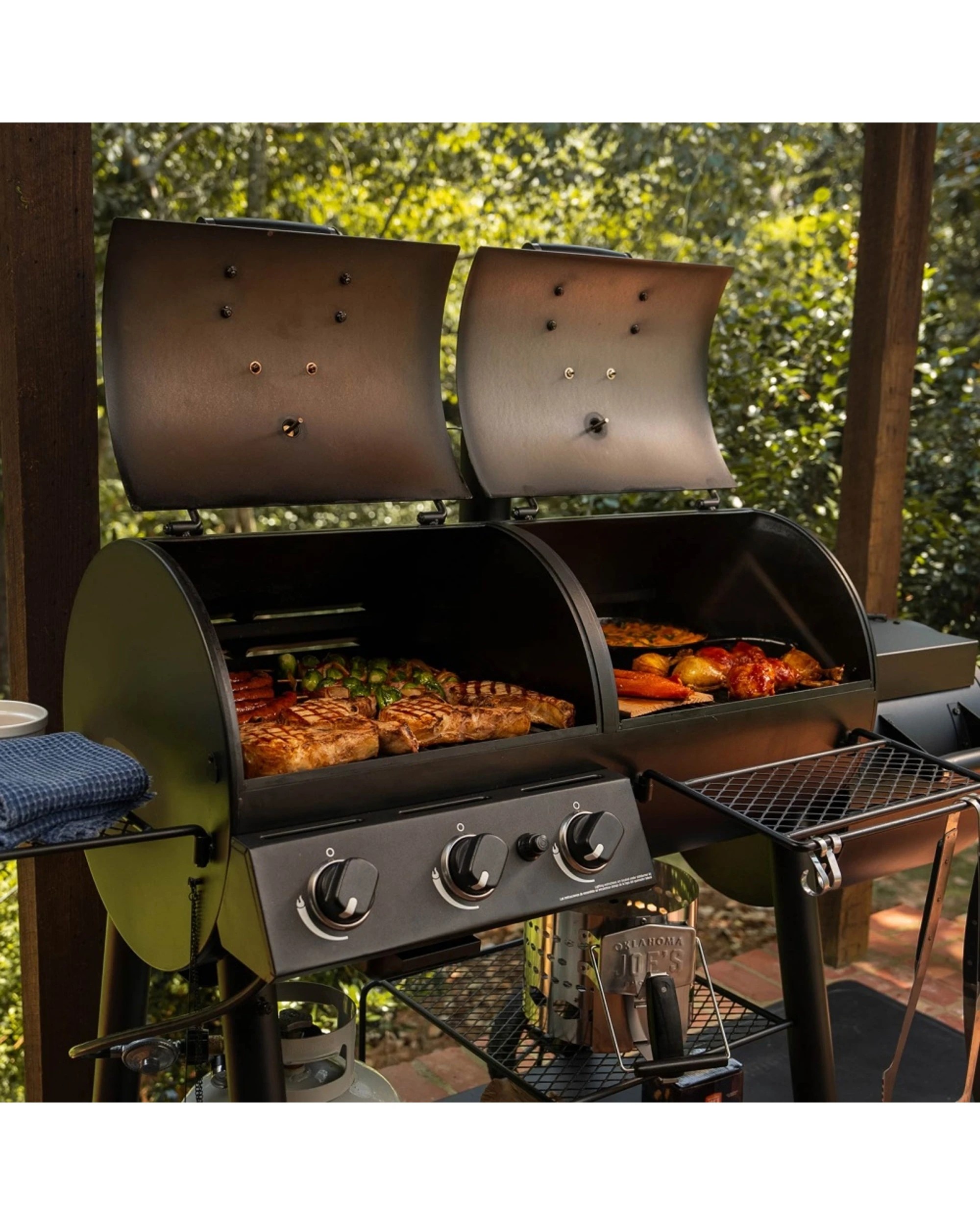 6 Oklahoma Joes Canyon Combo Charcoal 3 Burner Gas Smoker And Grill - Black, 6 of 7