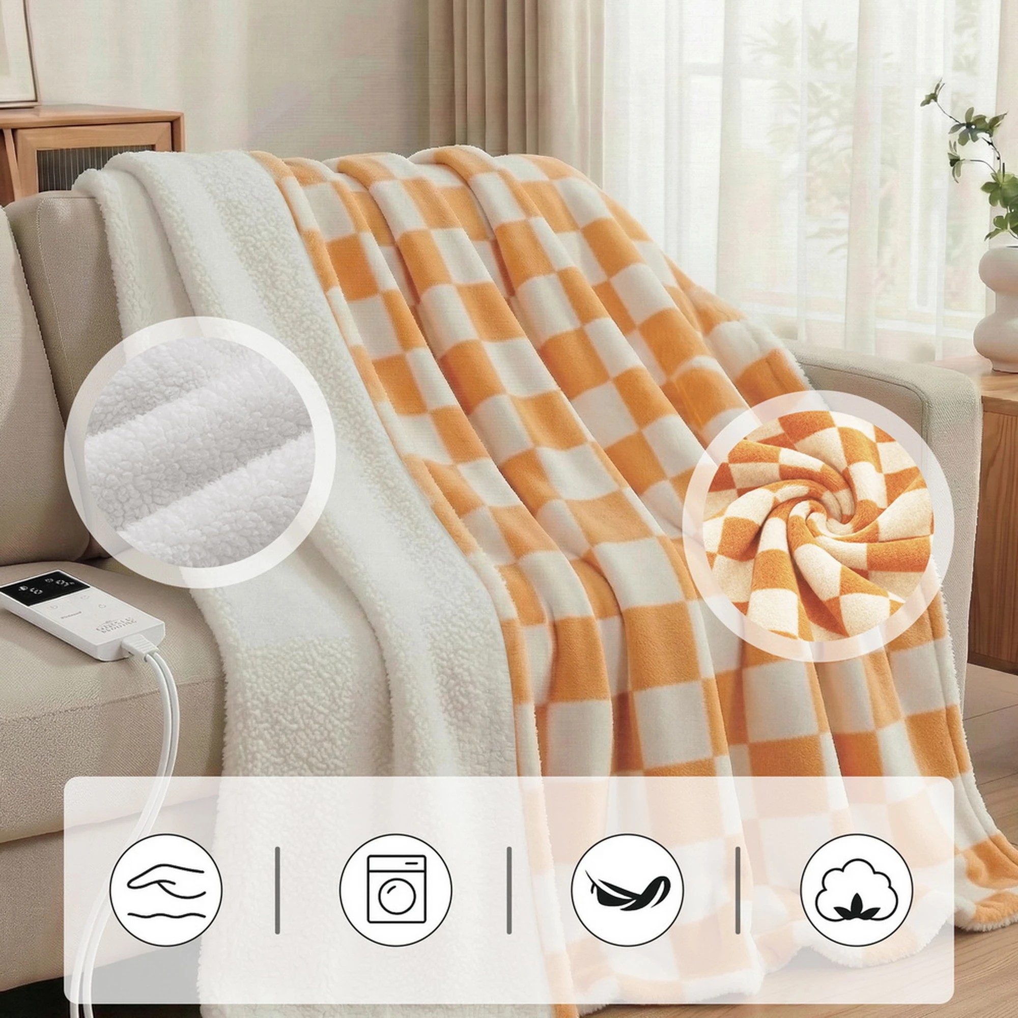 8 Giselle Bedding Electric Throw Rug Dual Side Fleece Flannel Heated Blanket - Multi, 8 of 10