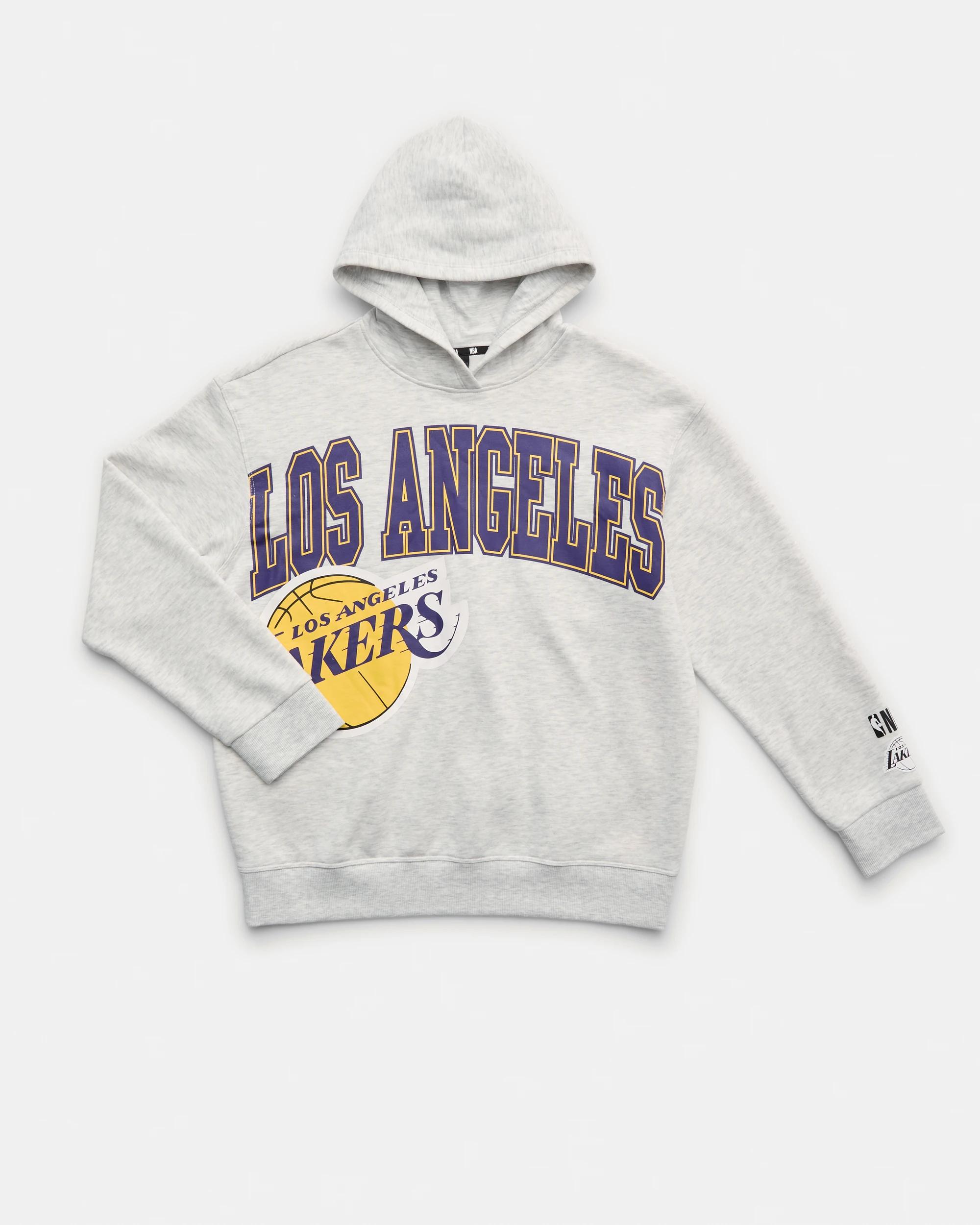 1 Official NBA Adult Lounge Hoodie WHITE MARLE LAKERS, 1 of 4