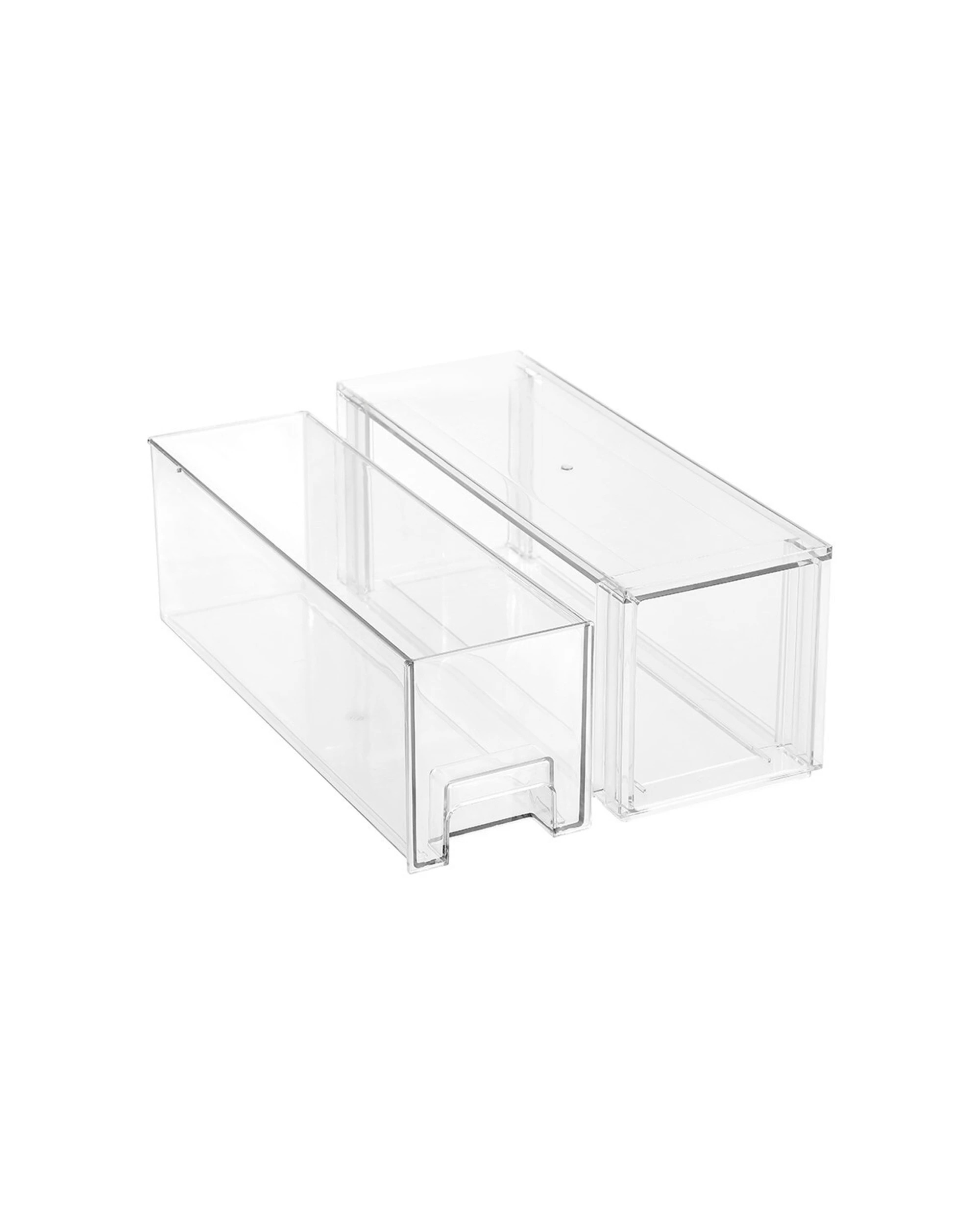 3 Boxsweden Crystal Stackable Slim 35cm Drawer Home Office Organiser Handles
 - Clear, 3 of 3