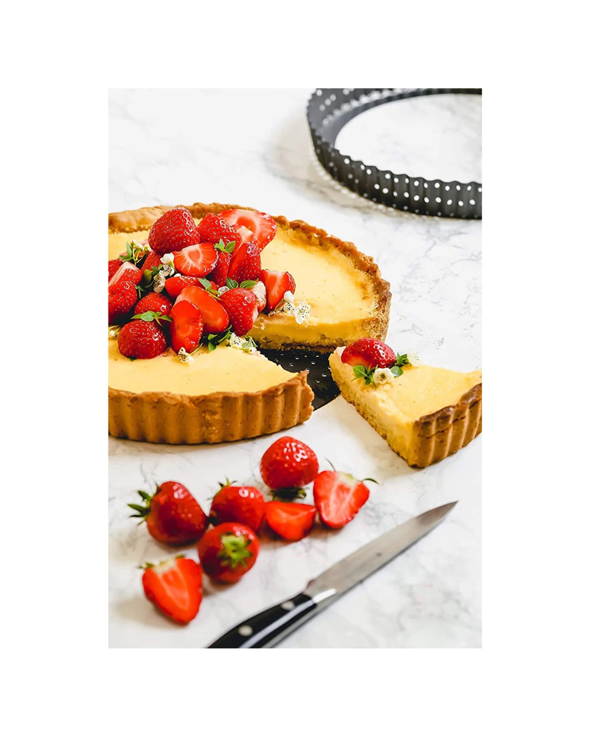 2 Mastercraft 2x Crusty Bake 23cm Loose Base Round Flan Quiche Pan Perforated - Black, 2 of 3