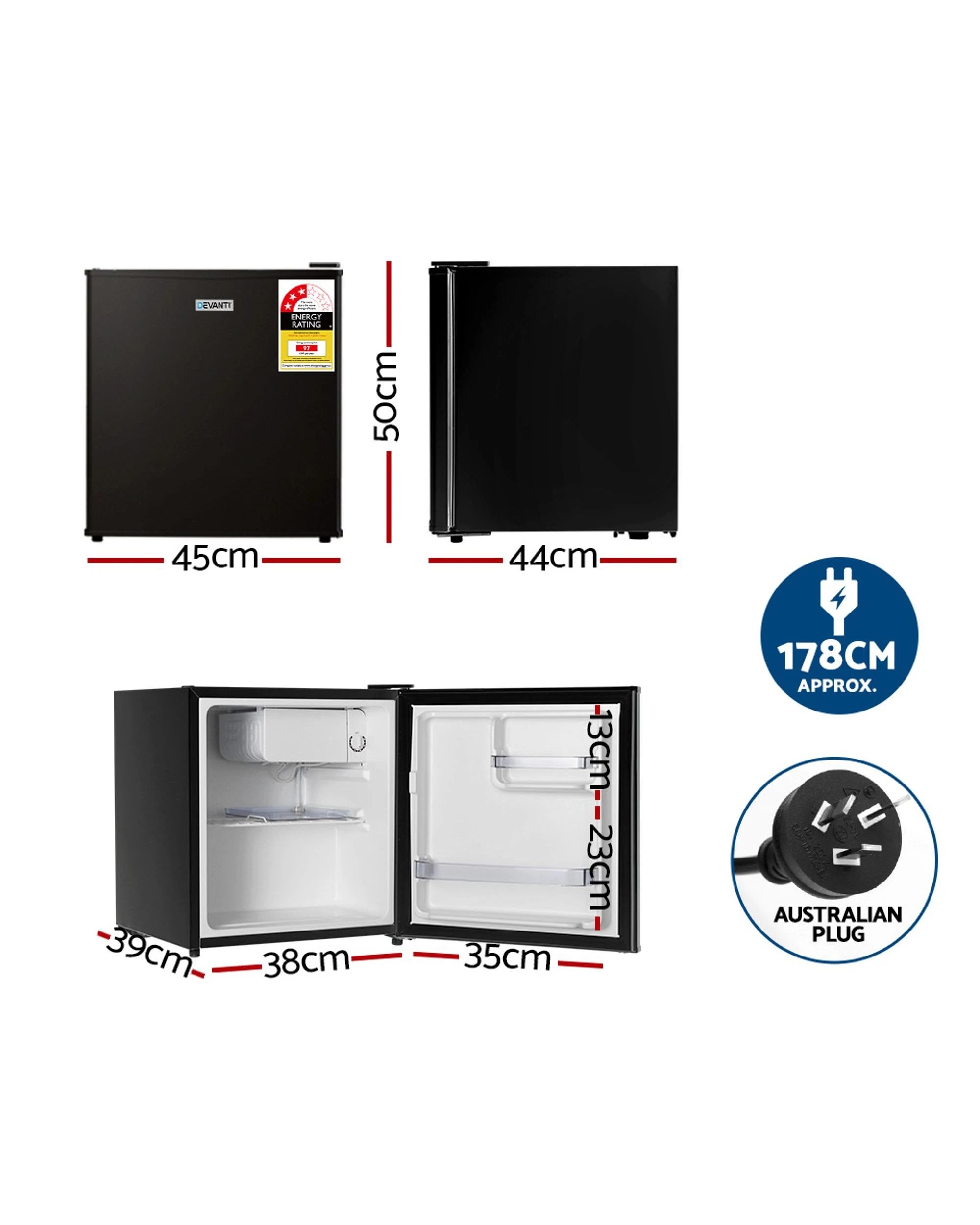2 Devanti 48l Bar Fridge
 - Black, 2 of 3