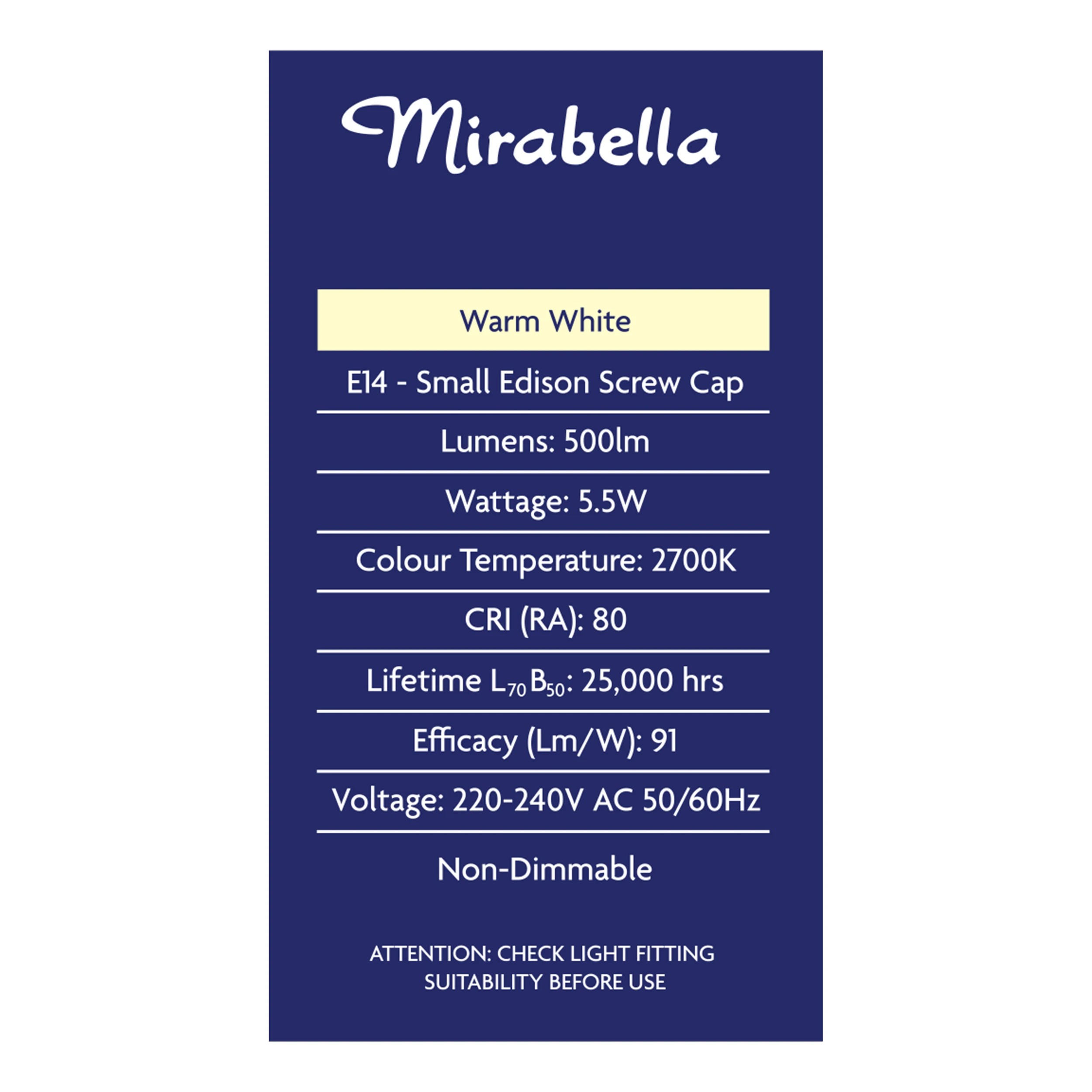 3 Mirabella LED Fancy Round SES 5.5W 2700K Warm White Everyday Globe Bulb, 3 of 6