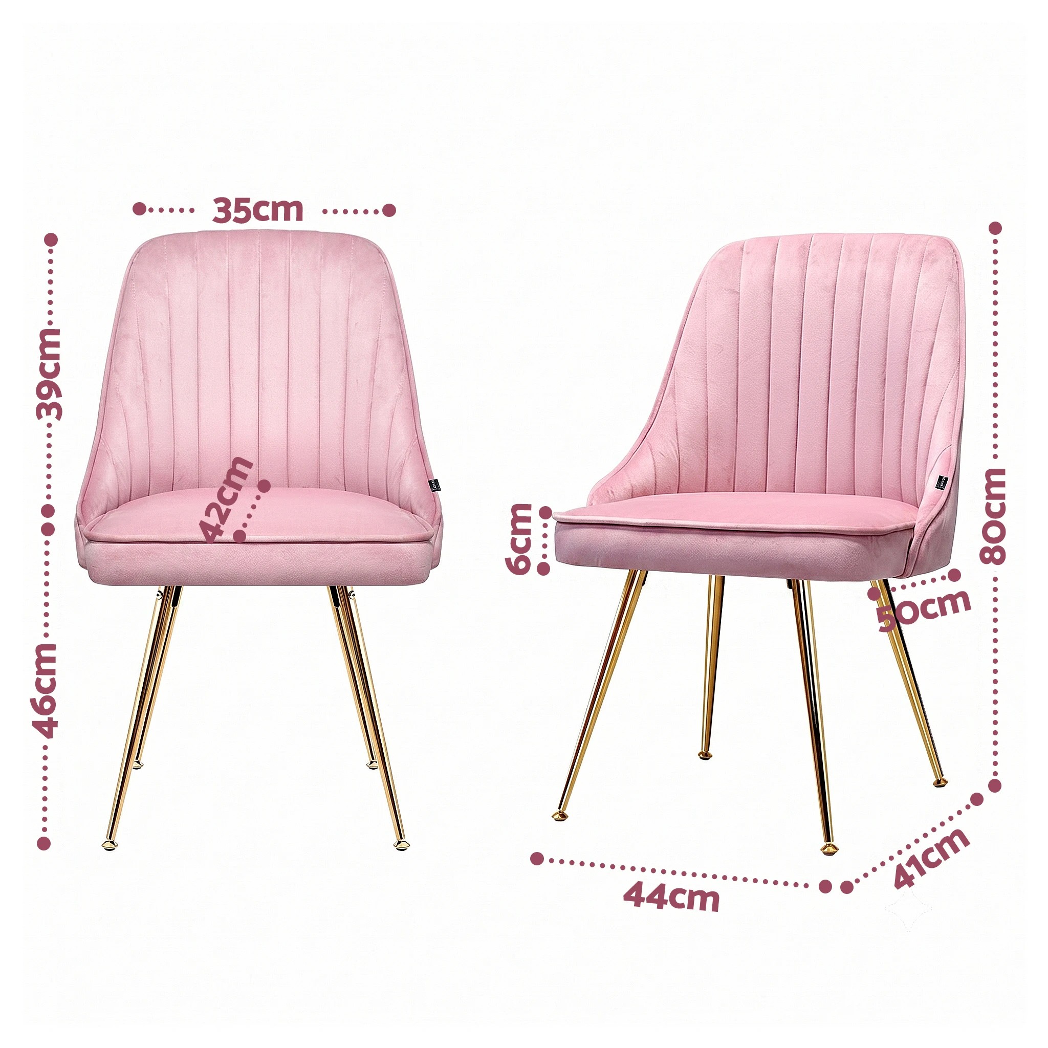 2 Artiss Dining Chairs Set of 6  Channel Tufted - Pink, 2 of 9