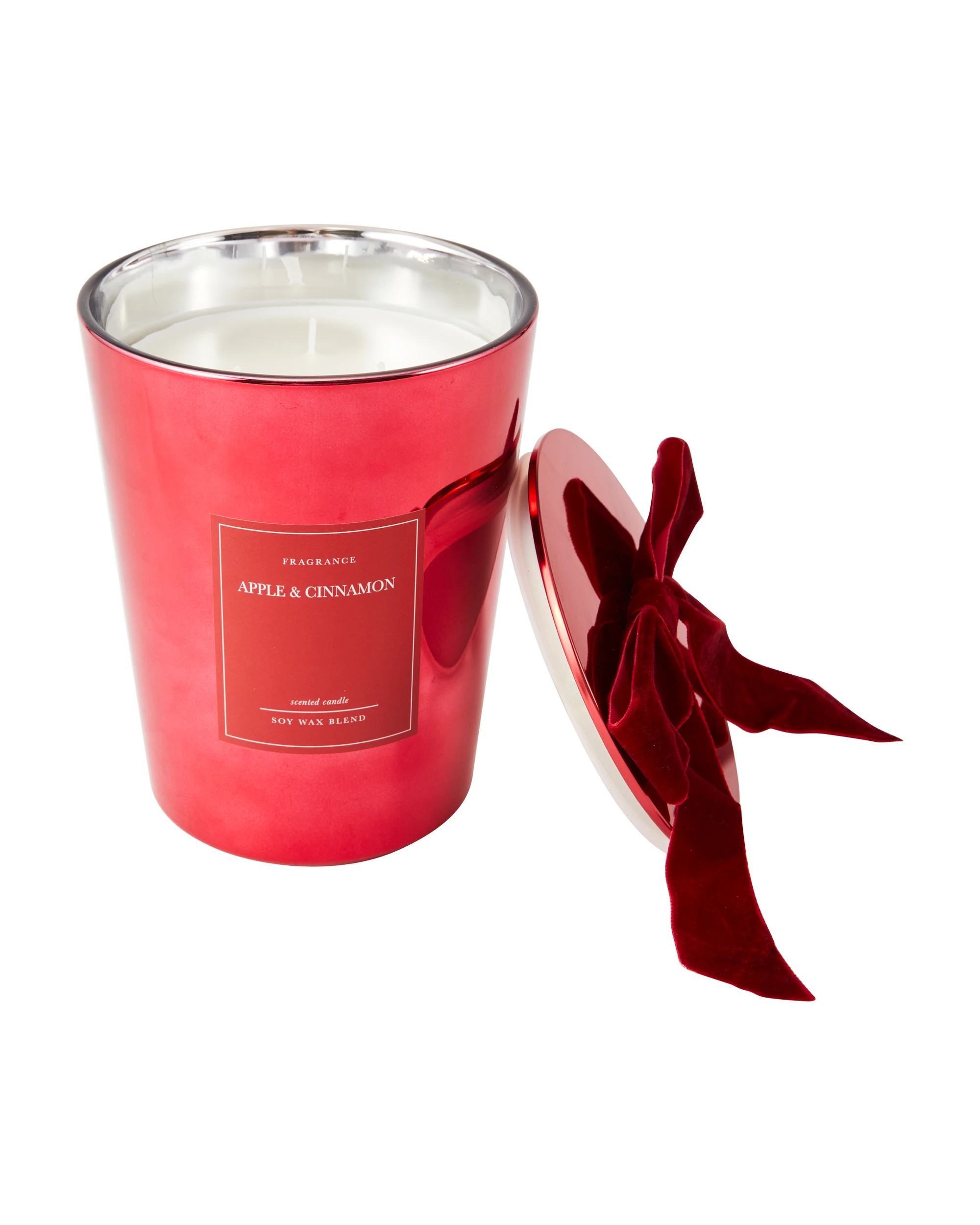 3 Christmas XL Red Metallic Glass Candle, 3 of 6