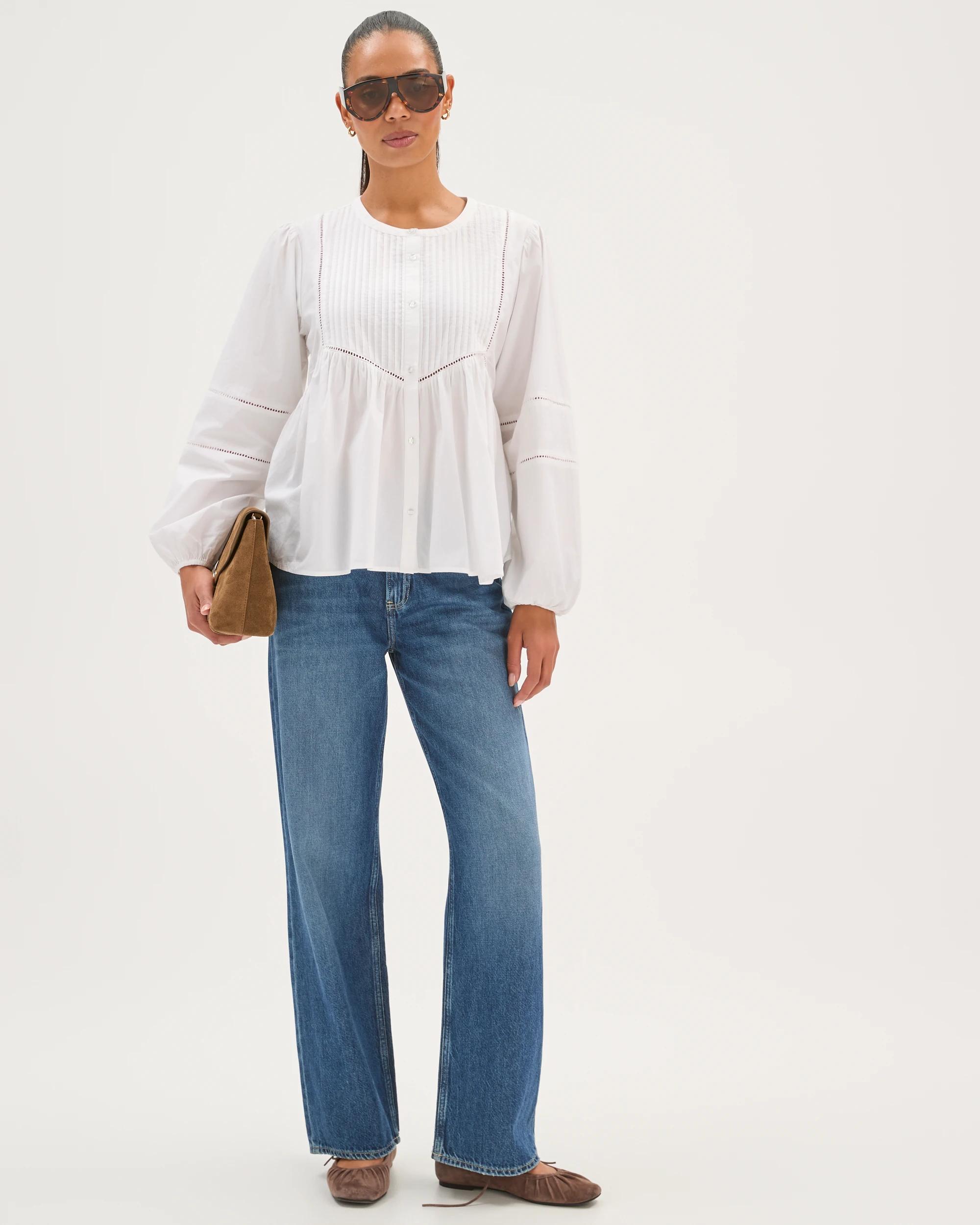 2 Target Woman Long Sleeve Femme Detail Blouse WHITE, 2 of 8