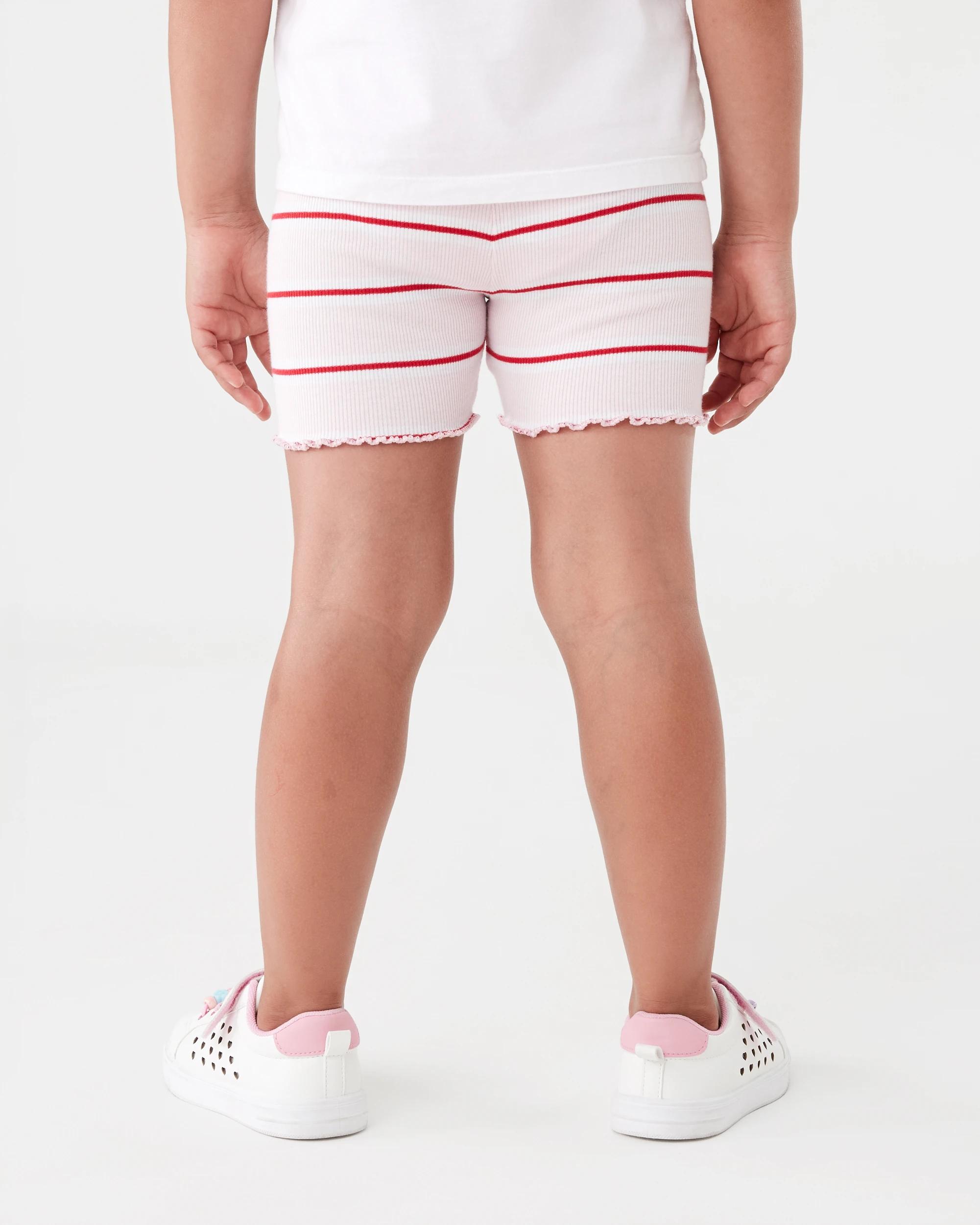 2 Printed Rib Bike Shorts Pnk Stripe, 2 of 9