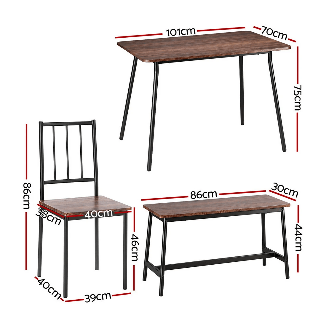 2 Artiss Dining Table and Chairs Set of 4 Bench Kitchen Furniture Rustic - Multi, 2 of 2