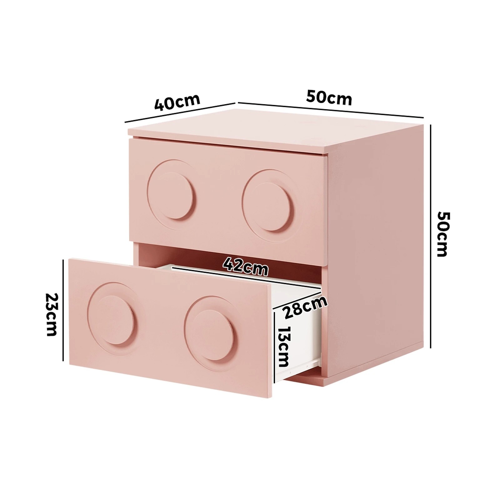 2 Oikiture 2x Bedside Table 2 Drawers Nightstand Side Storage Cabinet - Pink, 2 of 9