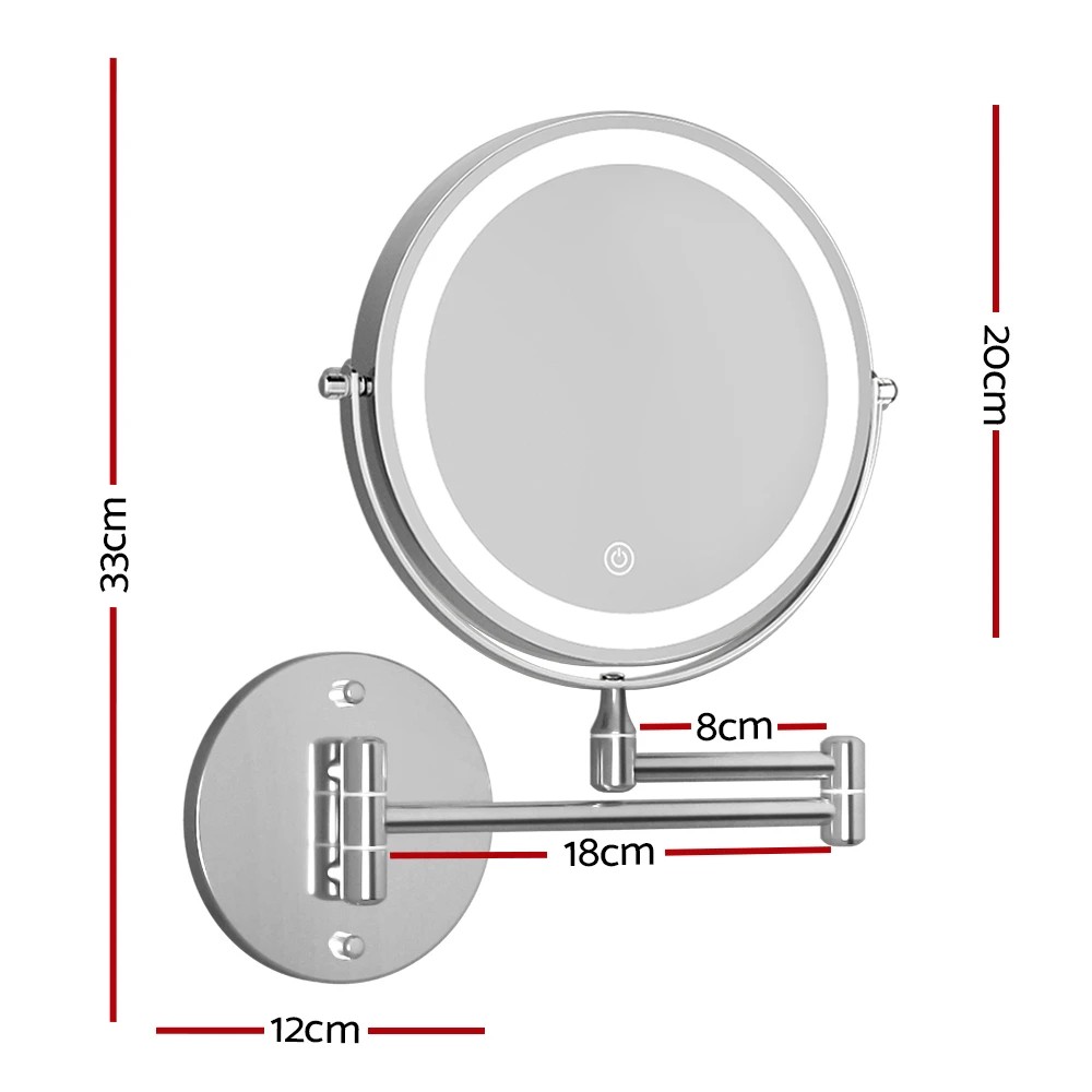 2 Embellir Extendable Makeup Mirror 10X Magnifying Double-Sided Bathroom - Silver, 2 of 6