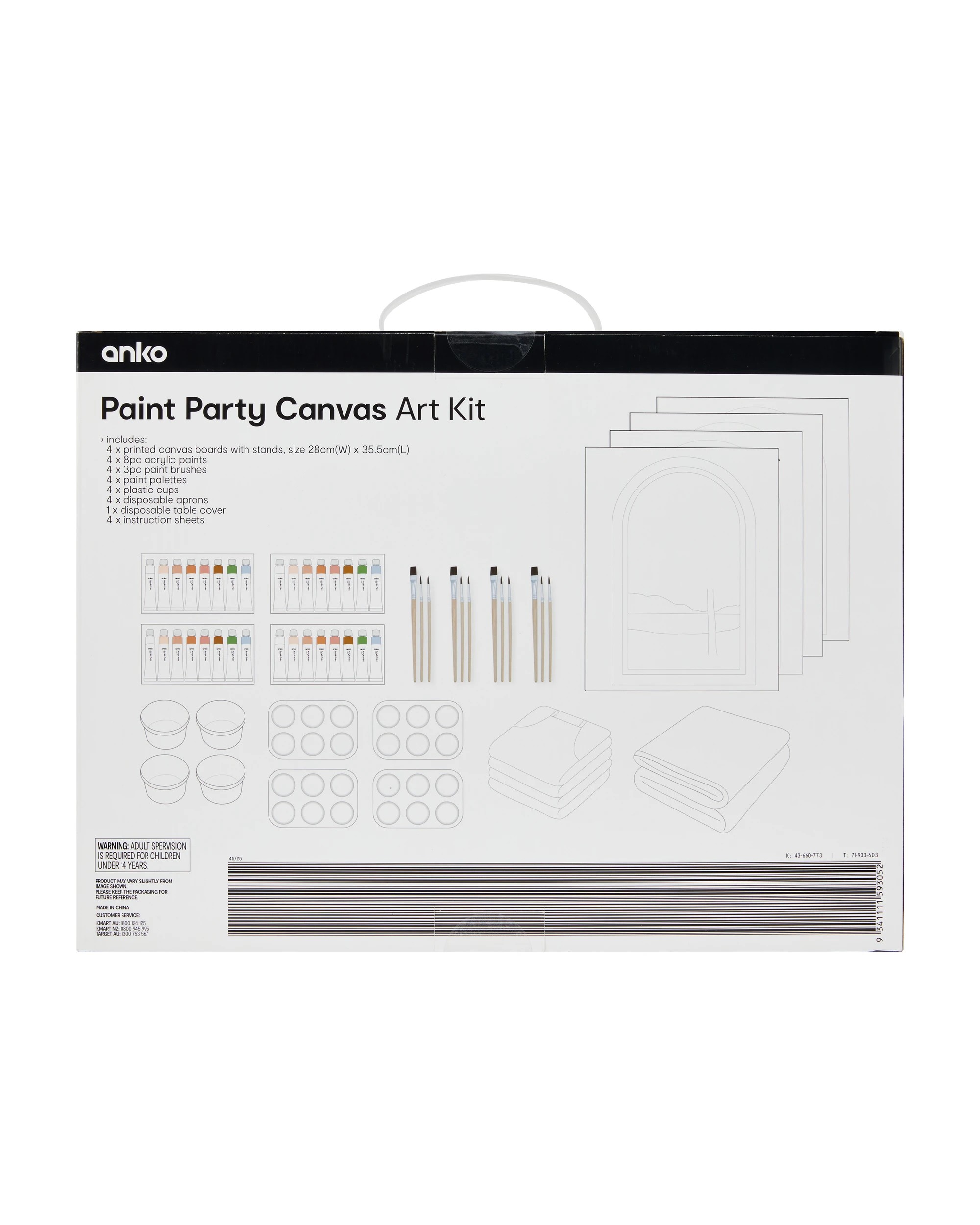 4 4 Pack Paint Party Canvas Art Kit, 4 of 4