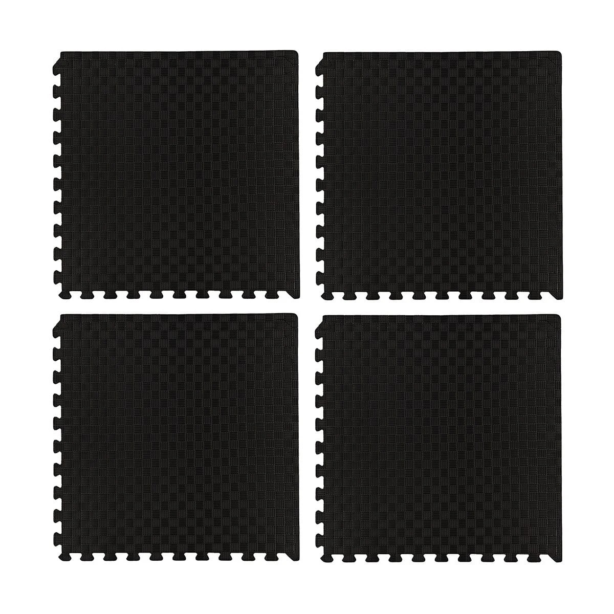 1 4 Pack EVA Solid Floor Tiles - Black, 1 of 4
