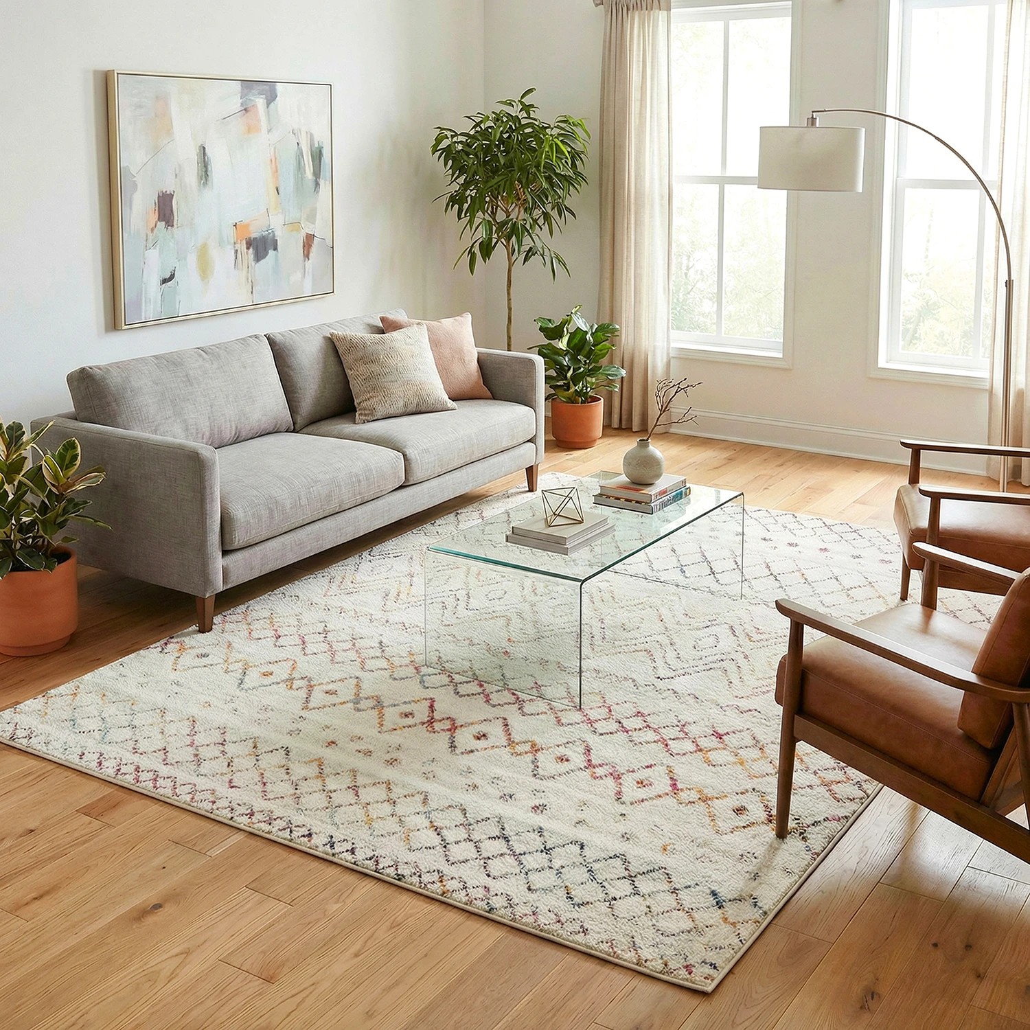 1 Common Ground Rugs Bluebay 453 400x300cm - Extra Extra Large Floor Rug - White, 1 of 6
