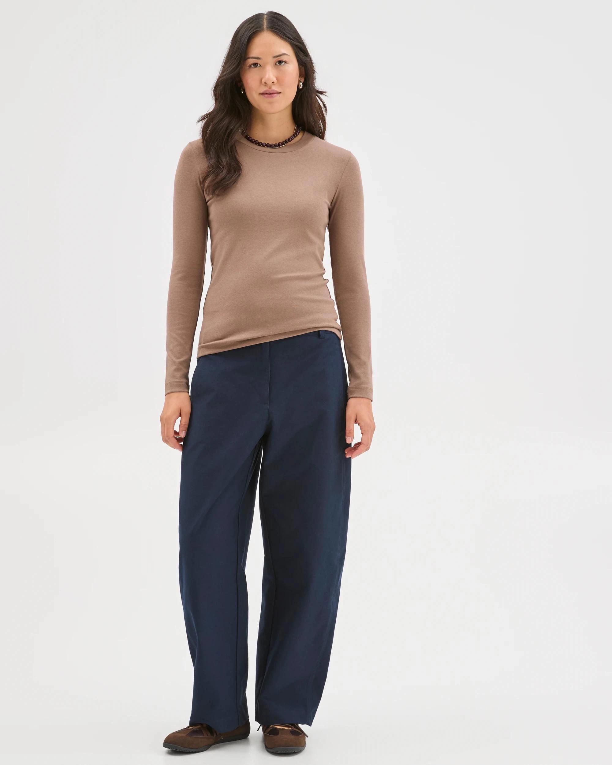 1 Target Woman Soft Touch Long Sleeve T-Shirt FAWN MARLE, 1 of 7