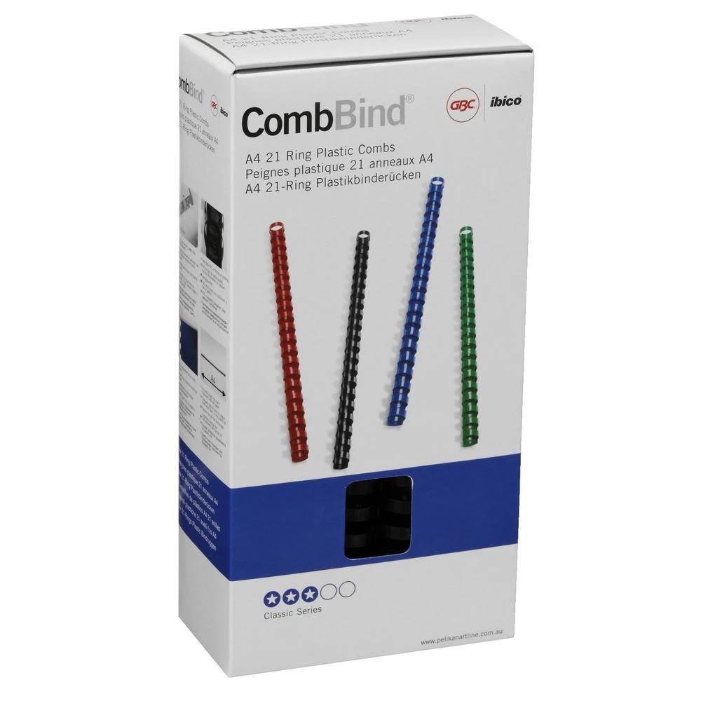 3 GBC Binding Comb 21 Loop Plastic 25mm Black 20 Pack, 3 of 3