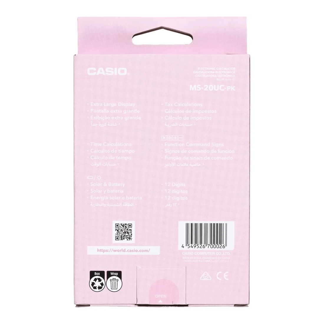 3 Casio 12 Digit Desk Calculator Light Pink MS20UC, 3 of 3