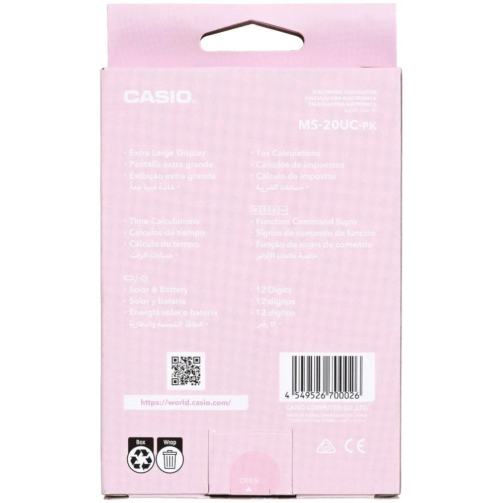 3 Casio 12 Digit Desk Calculator Light Pink MS20UC, 3 of 3