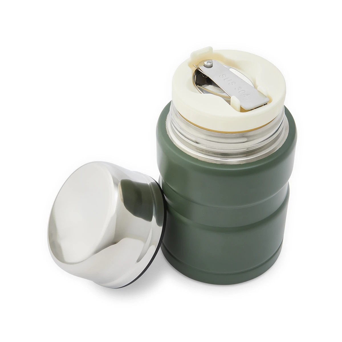 4 490ml Olive Food Flask with Spoon, 4 of 9