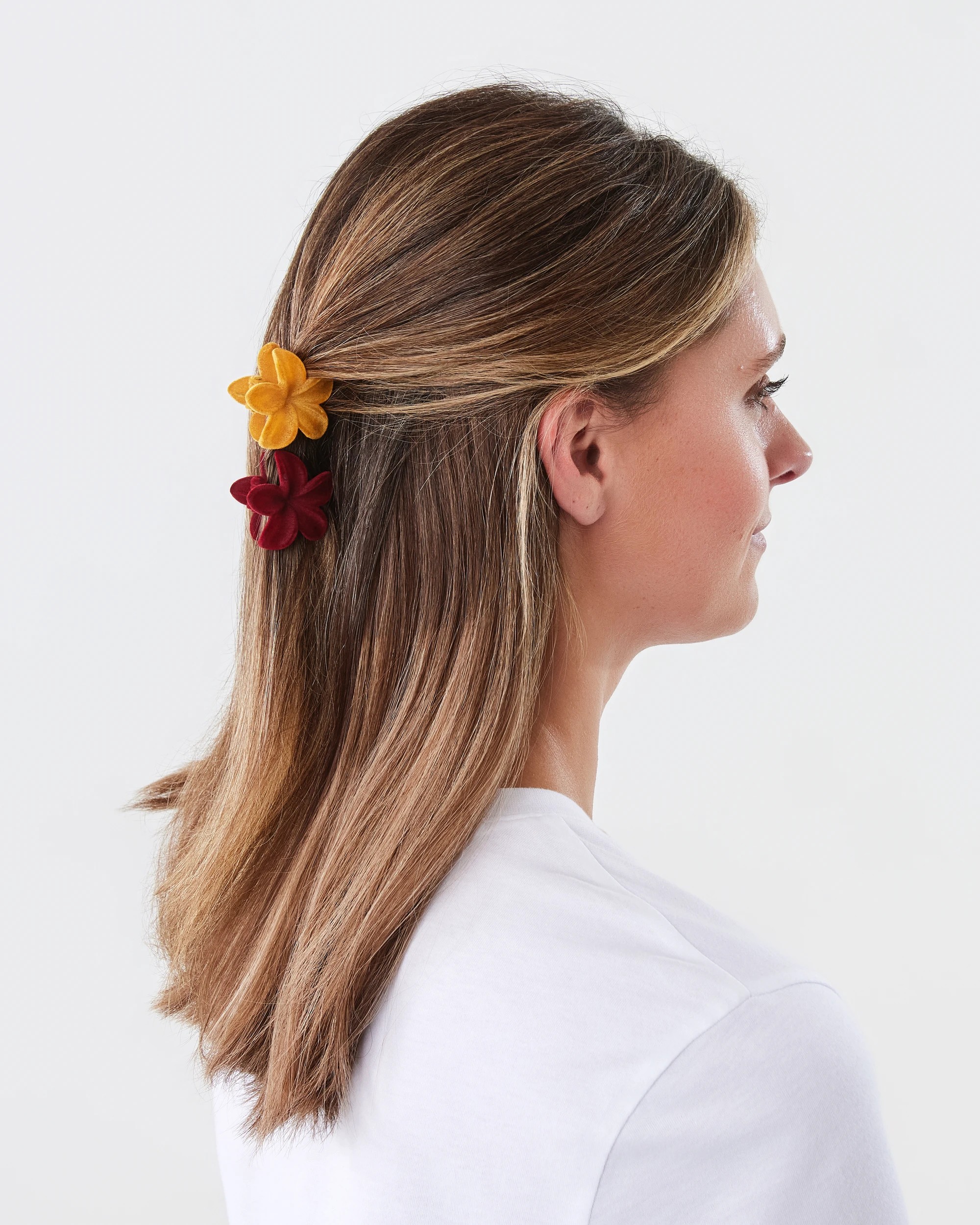 2 4 Pack Velvet Mini Frangipani Claw Hair Clip, 2 of 3