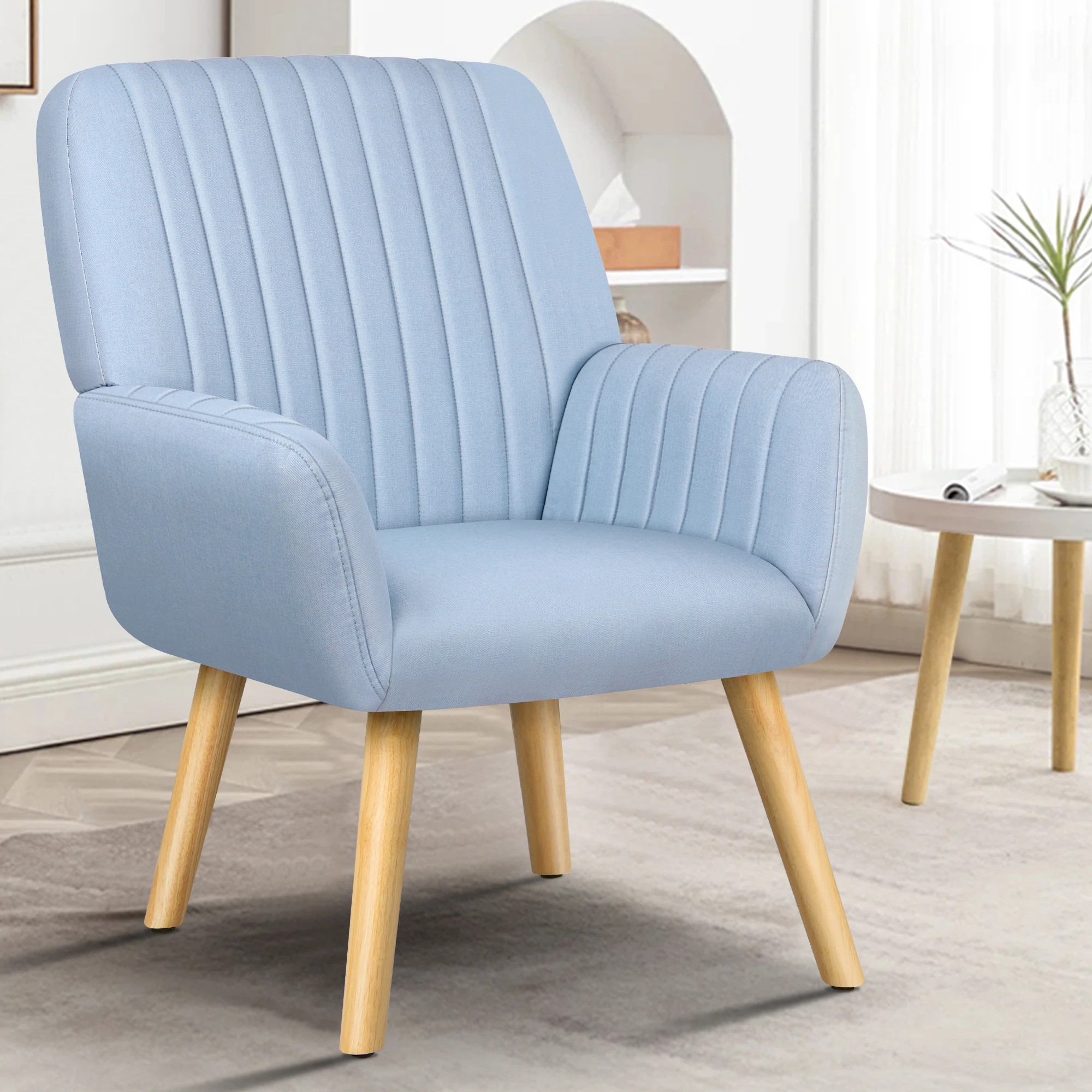 2 Alfordson Armchair Lounge Chair Upholstered Accent Chair Sofa Couch Fabric - Blue, 2 of 9