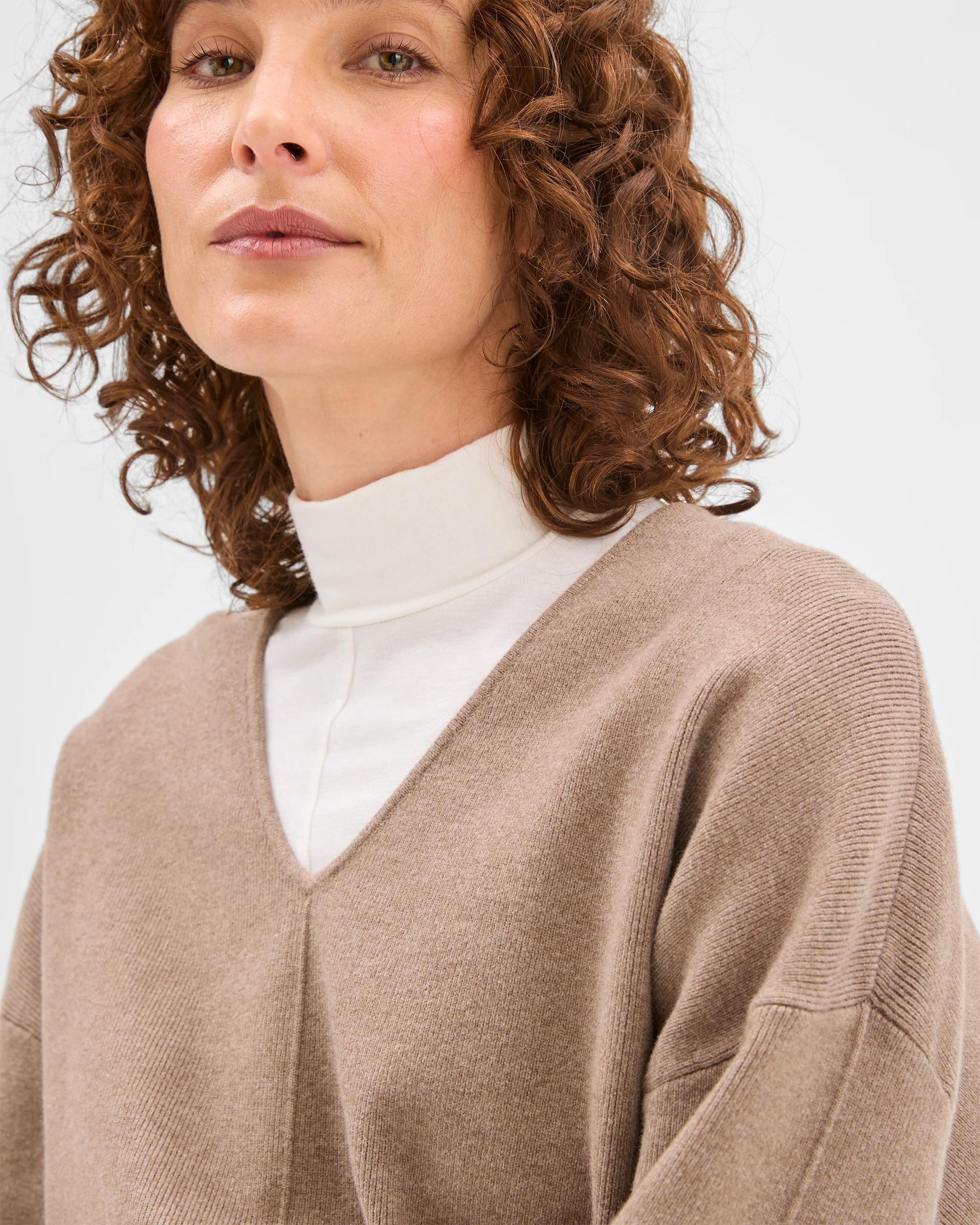 6 Preview Australian Cotton Blend Polished V-Neck Jumper MOON GREY, 6 of 7