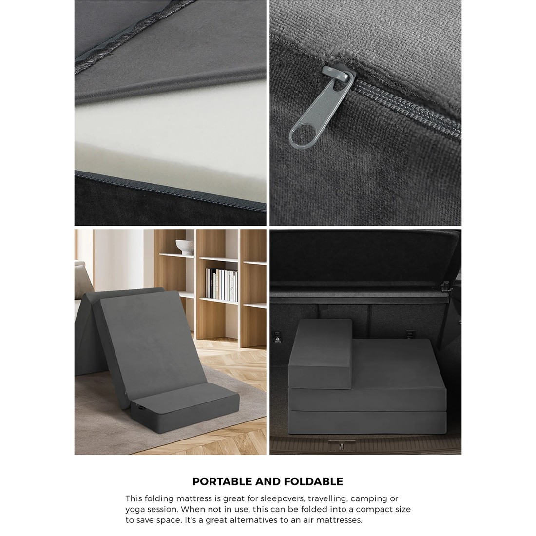 7 Bedra Foldable Foam Mattress Sofa Bed Portable Camping Folding Floor Bed Single
 - Grey, 7 of 10