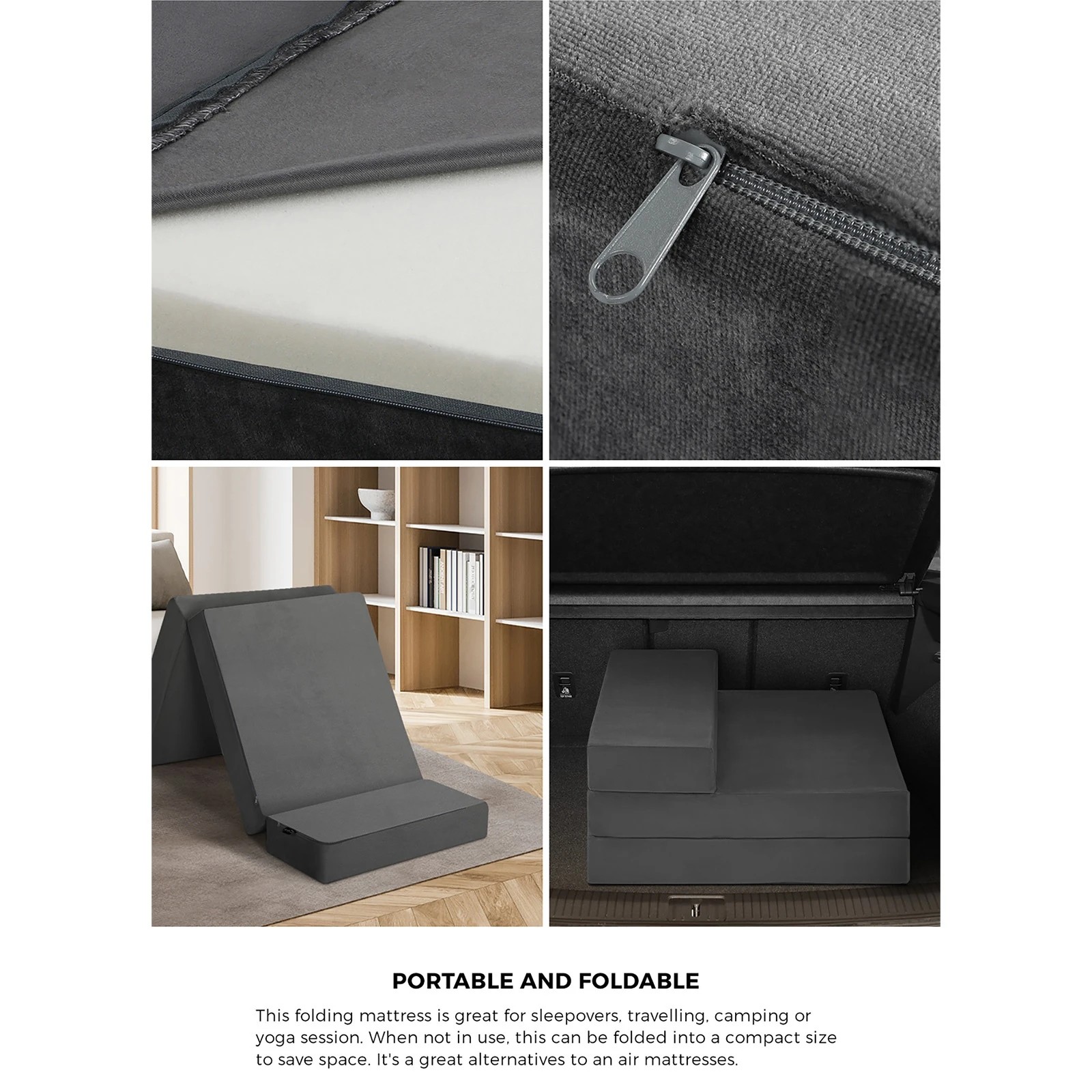 7 Bedra Bedding Foldable Foam Mattress Sofa Bed Portable Camping Folding Floor Bed Single - Grey, 7 of 10