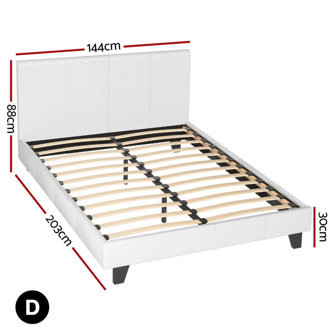 2 Artiss Bed Frame Double Size - White, 2 of 8