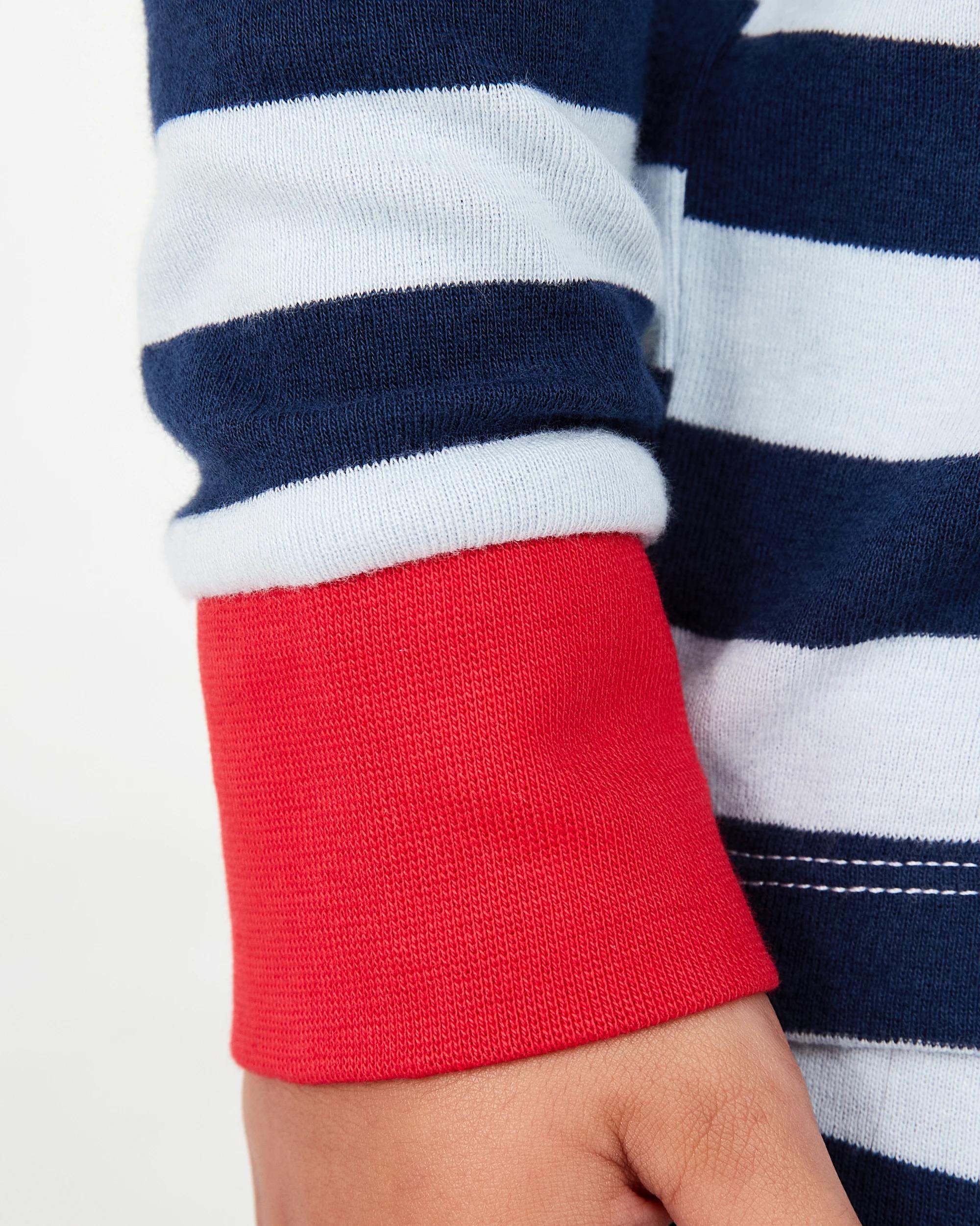 5 Rib Pyjama Set Blu Stripe, 5 of 5