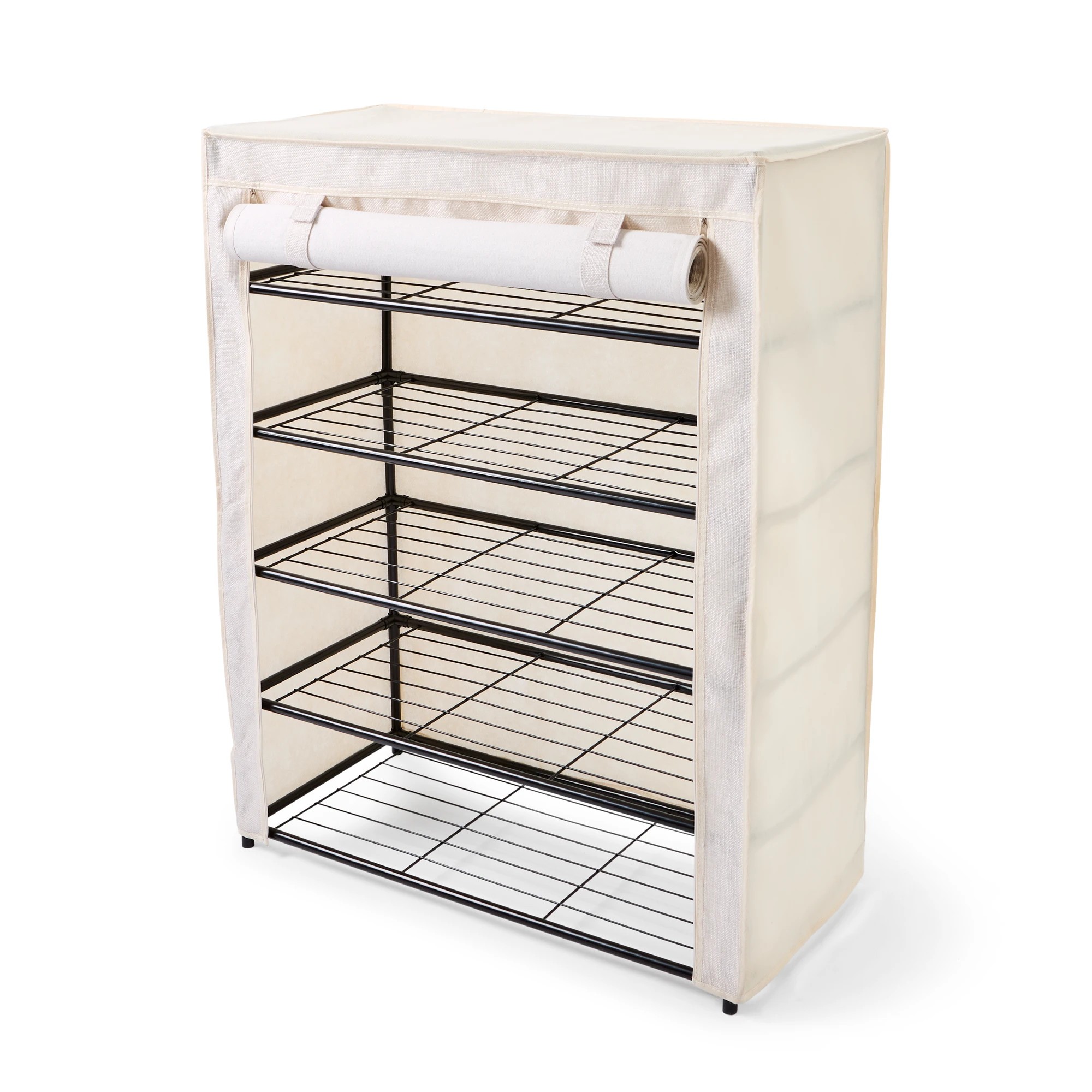3 Linen Look Covered Shoe Rack, 3 of 10