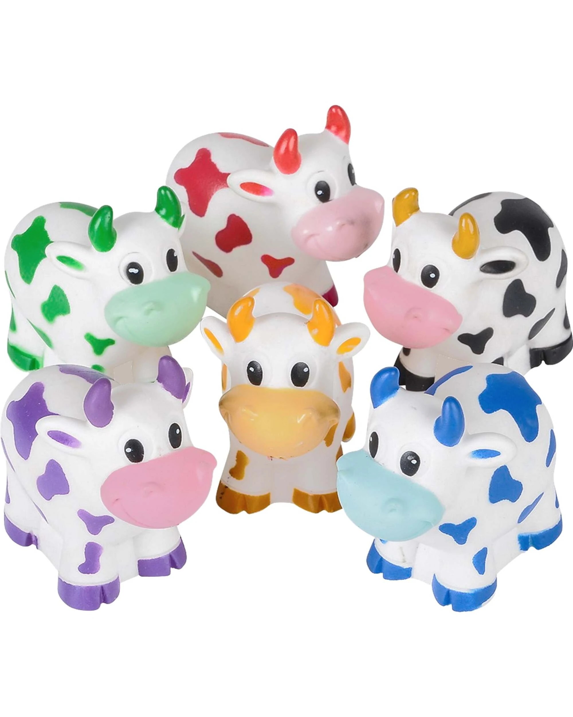 1 RI Novelty Coloured Cow Squirt Toys Pack of 12 - Multi, 1 of 2