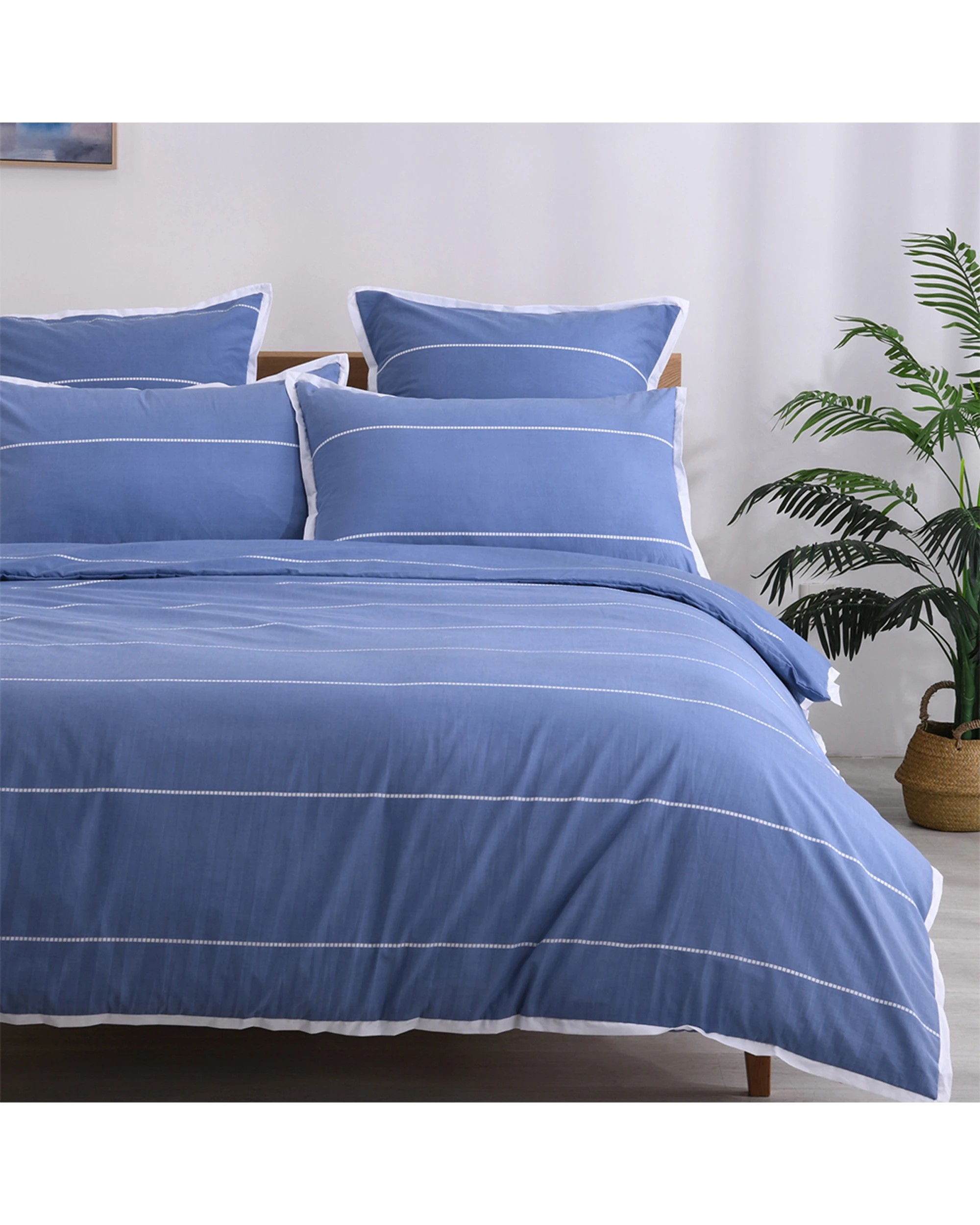 1 Jason Commercial Calista Quilt Cover Set 240x210cm - Blue, 1 of 3