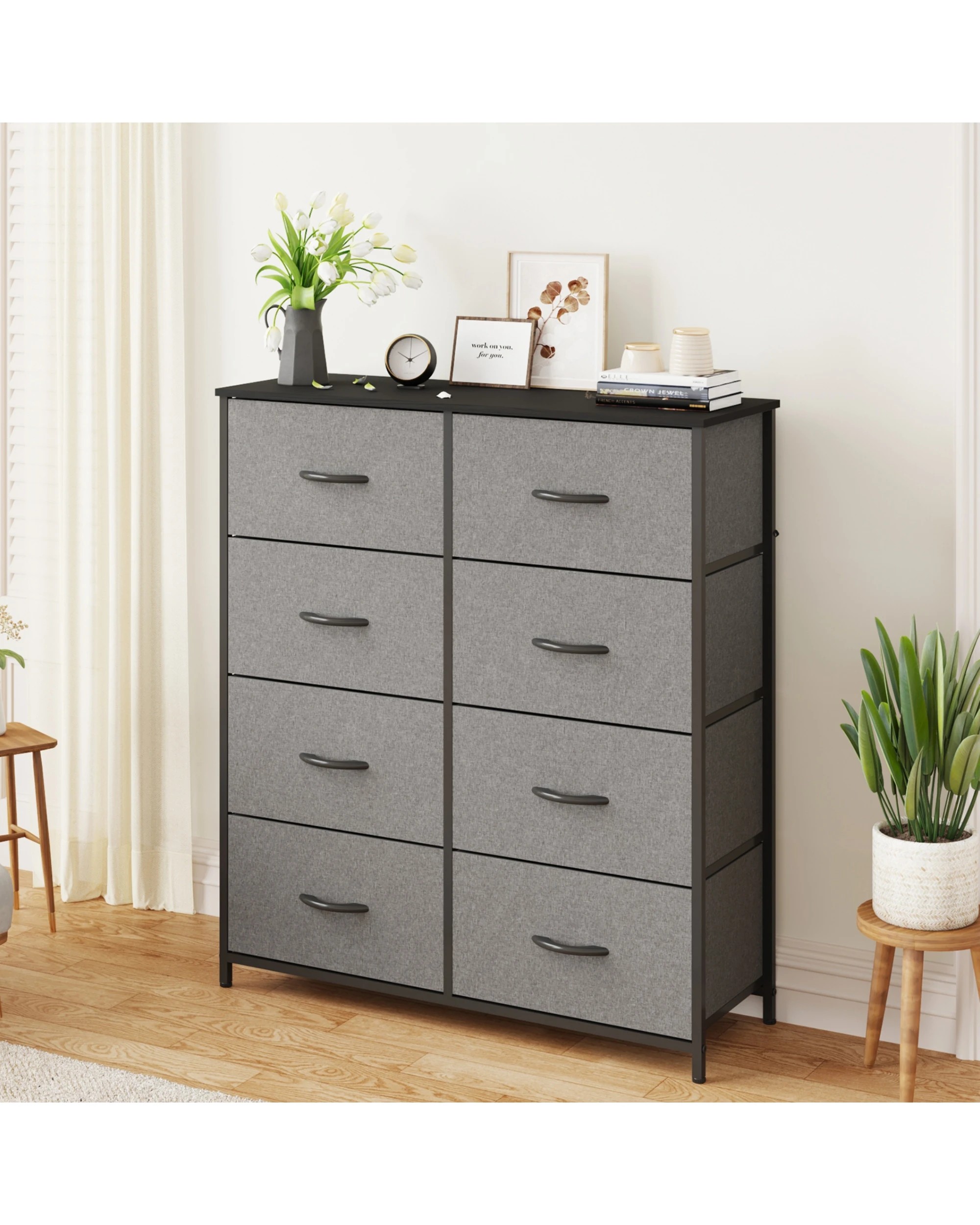 2 Advwin 8 Chest of Drawers Storage Cabinet Fabirc Drawers - Grey, 2 of 10