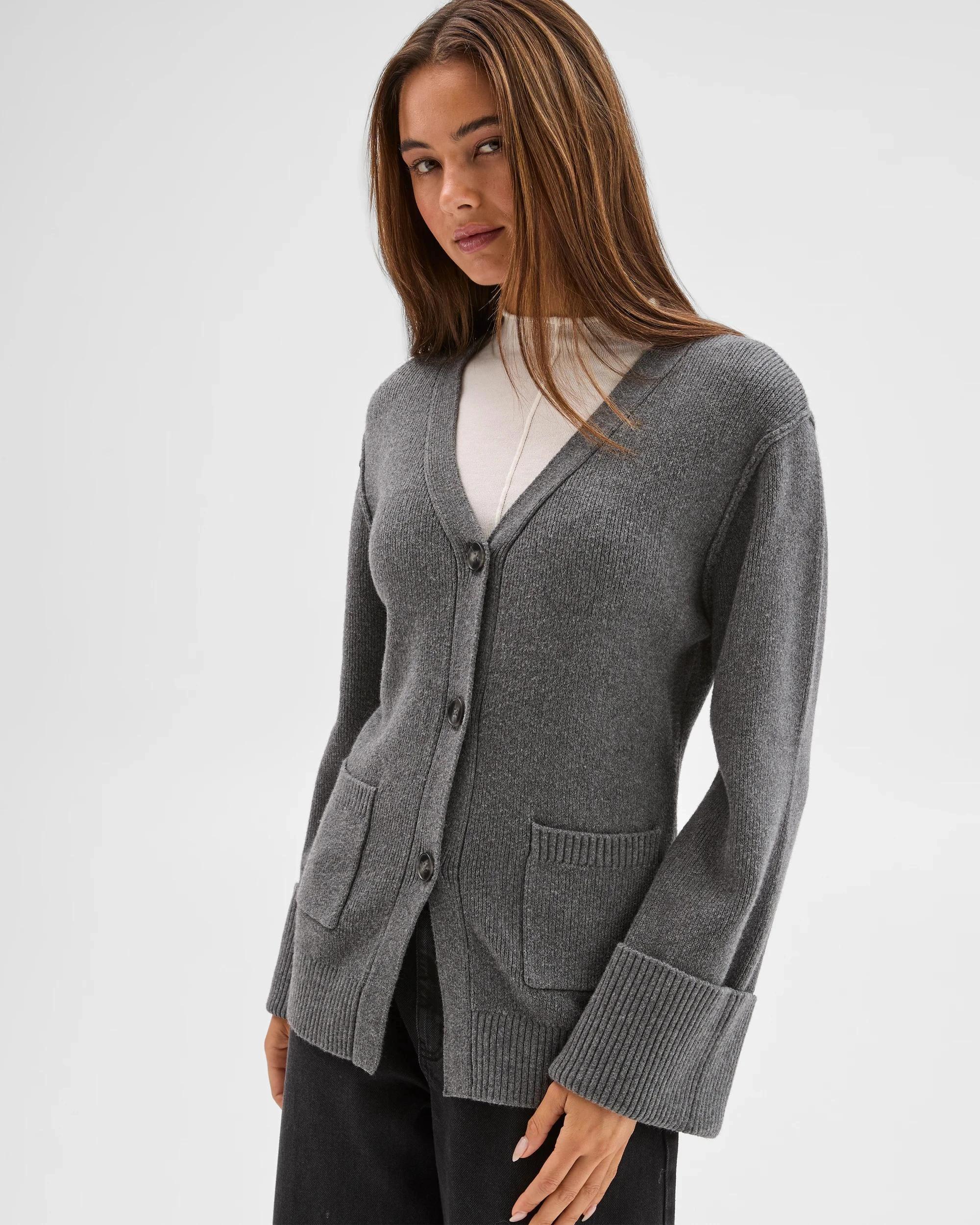 2 Lily Loves Australian Cotton Blend Longline Cardigan CHARCOAL, 2 of 7