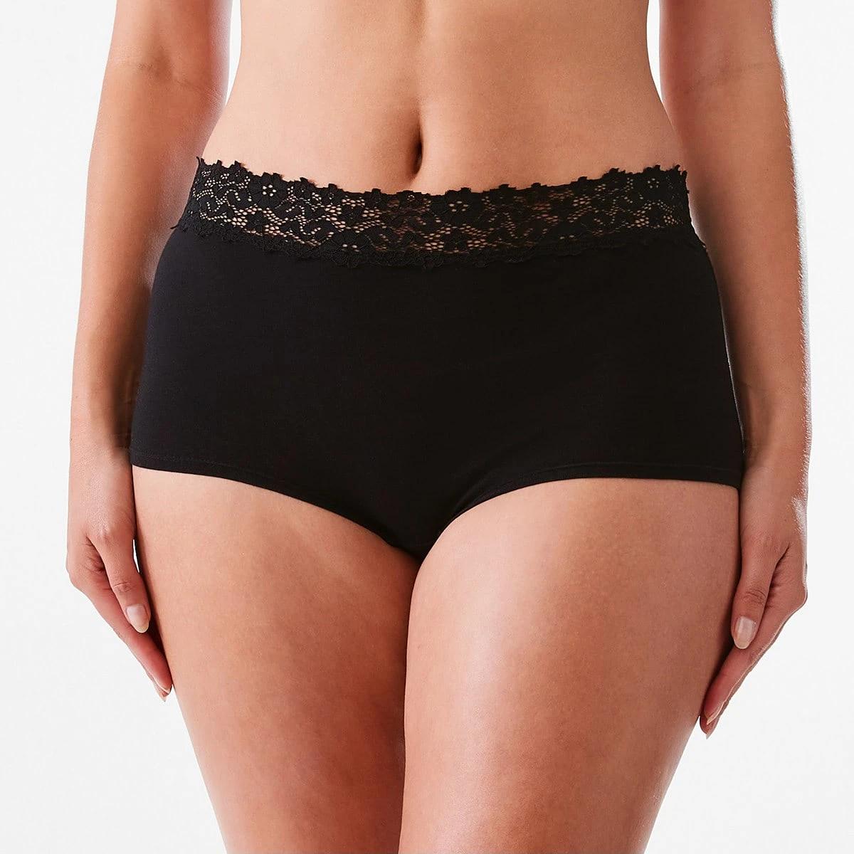 3 3 Pack Cotton Lace Boyleg Briefs Bk Sc Lf, 3 of 8